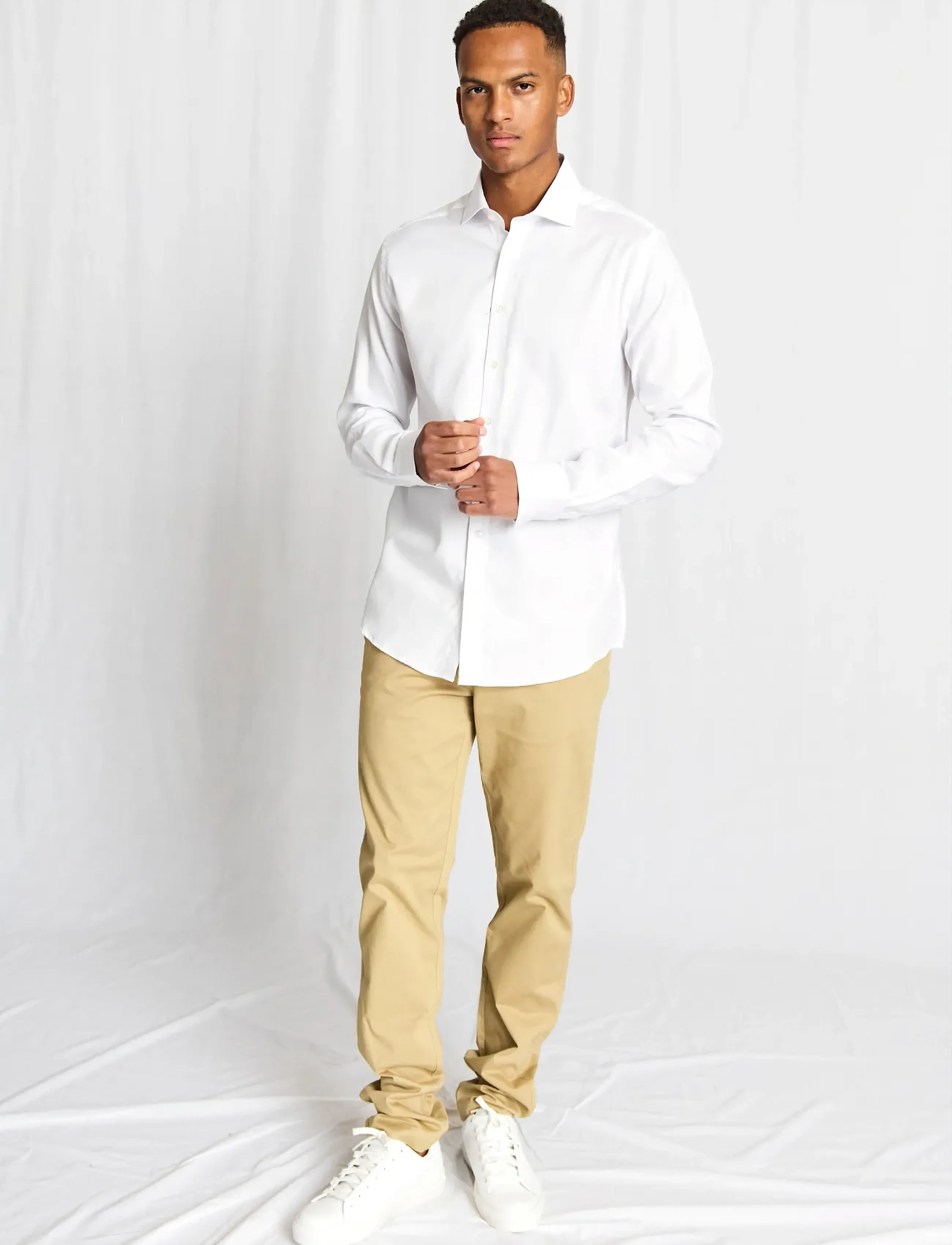 Bruun & Stengade BS Benjamin Modern Fit Shirt - Kollektioner - WHITE / white