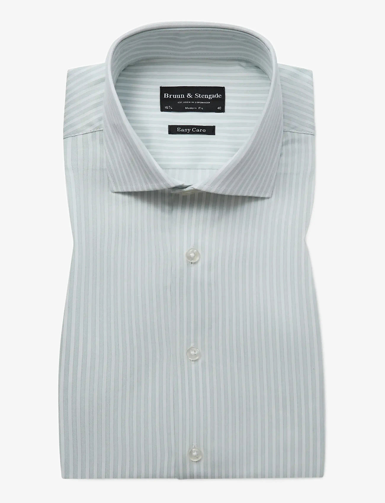 Bruun & Stengade - BS Fredric Modern Fit Shirt - stribede skjorter - light green/white - 1