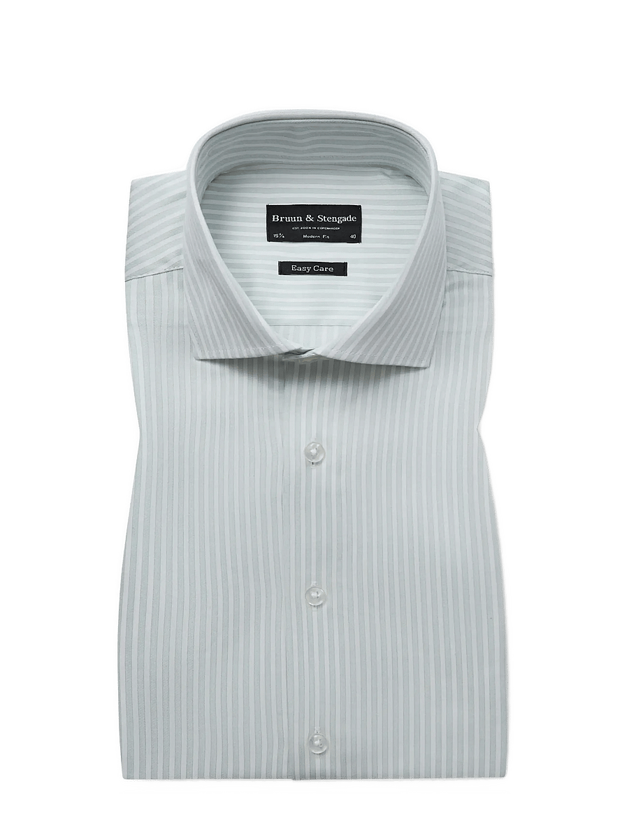 Bruun & Stengade - BS Fredric Modern Fit Shirt - gestreifte hemden - light green/white - 1