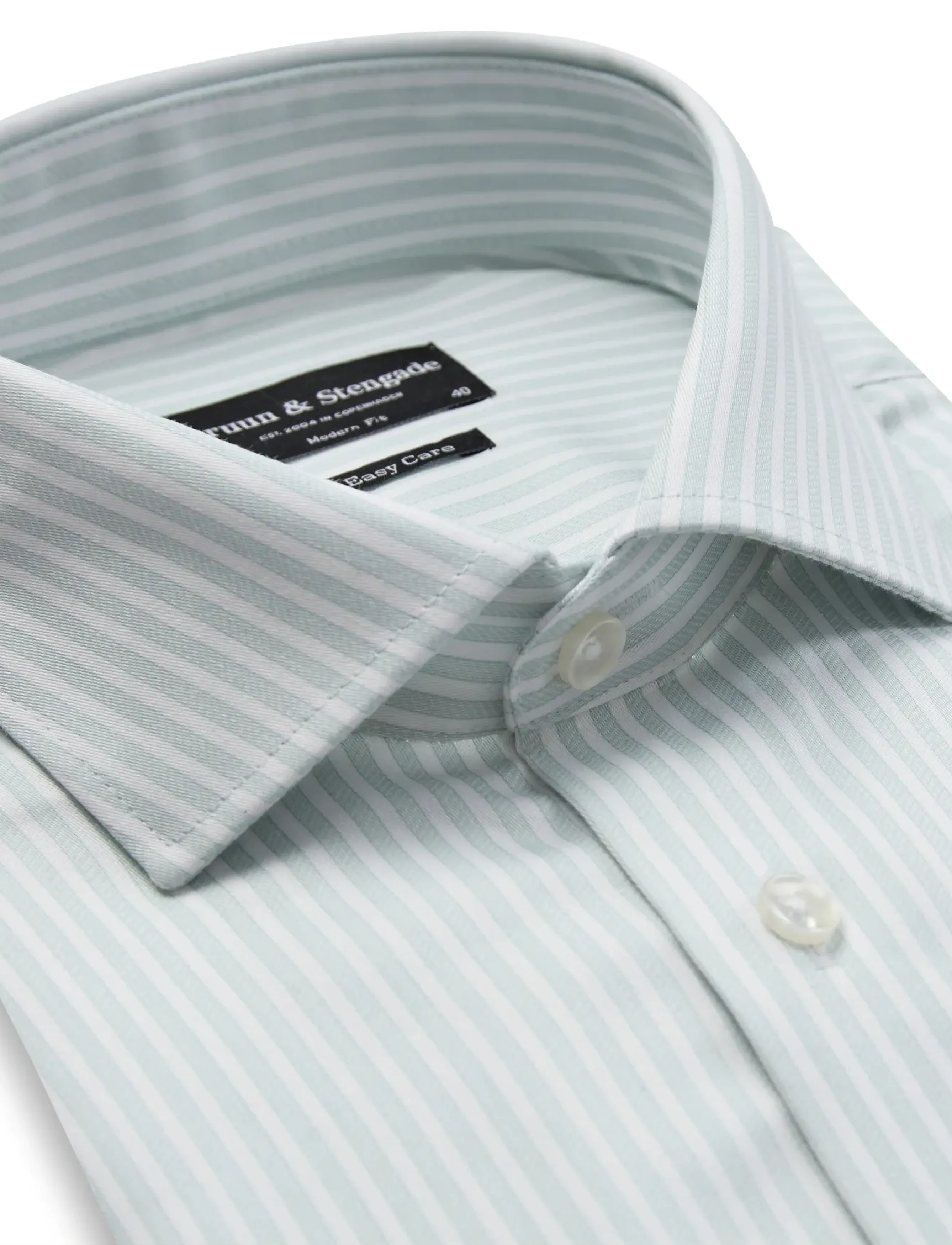 Bruun & Stengade - BS Fredric Modern Fit Shirt - gestreifte hemden - light green/white - 5