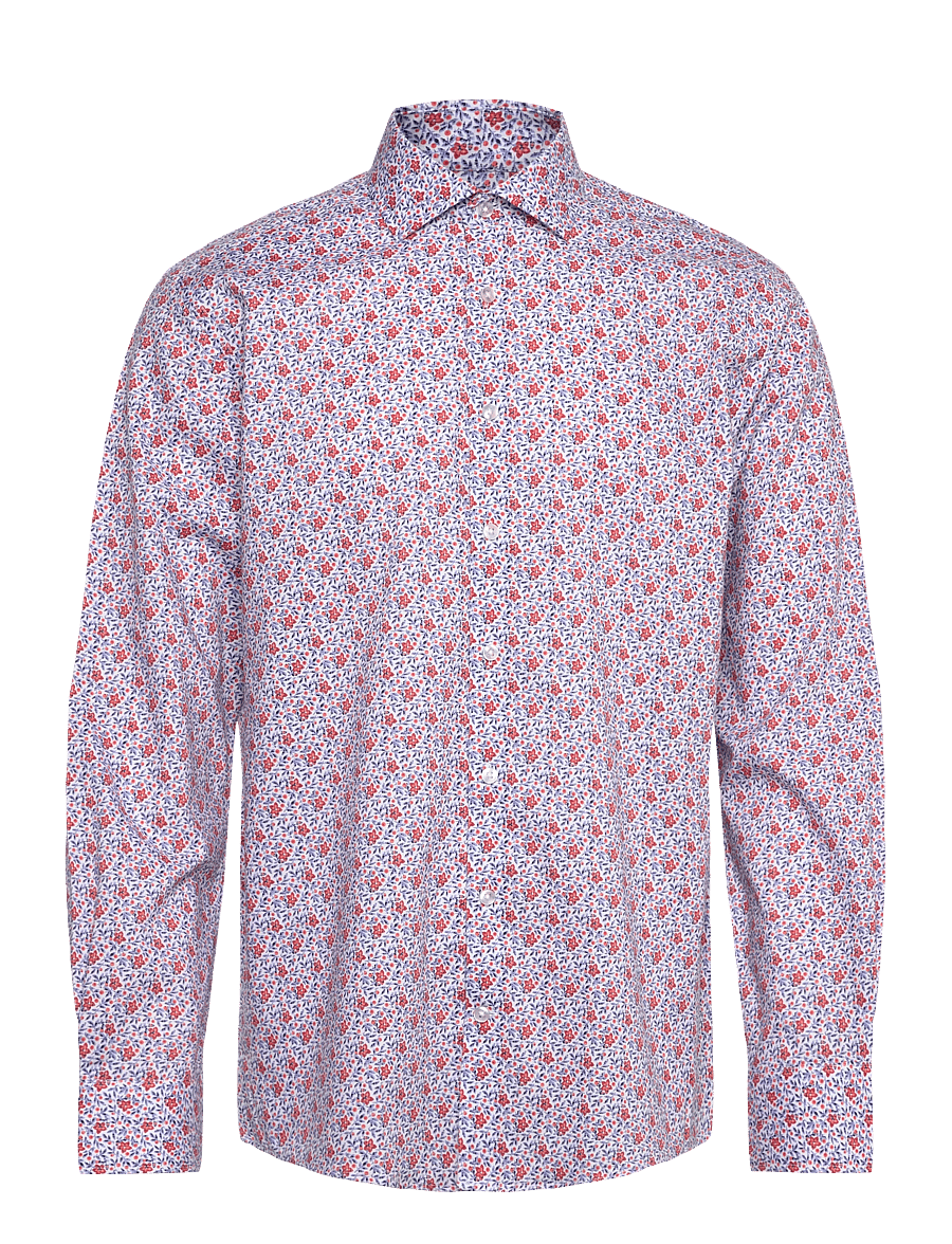 Bruun & Stengade - BS Jallouz Modern Fit Shirt - mønstrede skjorter - orange - 1