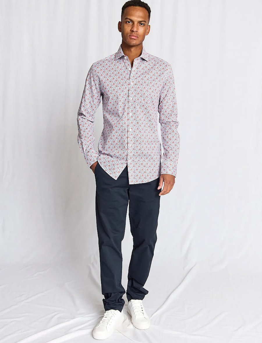 Bruun & Stengade - BS Jallouz Modern Fit Shirt - mønstrede skjorter - orange - 0