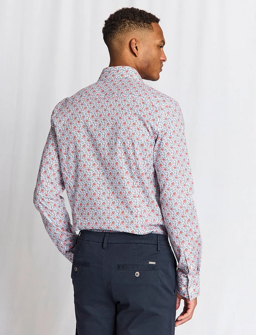Bruun & Stengade - BS Jallouz Modern Fit Shirt - mønstrede skjorter - orange - 4
