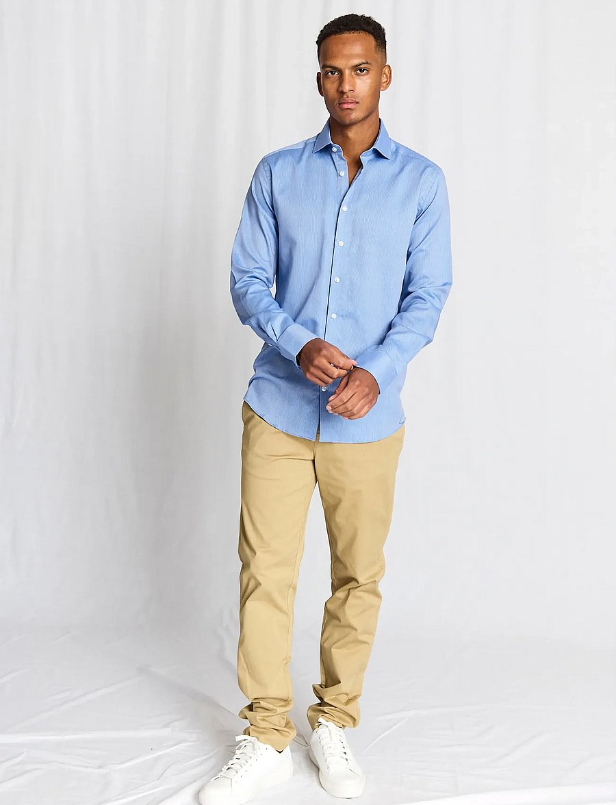 Bruun & Stengade - BS Landin Modern Fit Shirt - raštuoti marškiniai - blue - 3