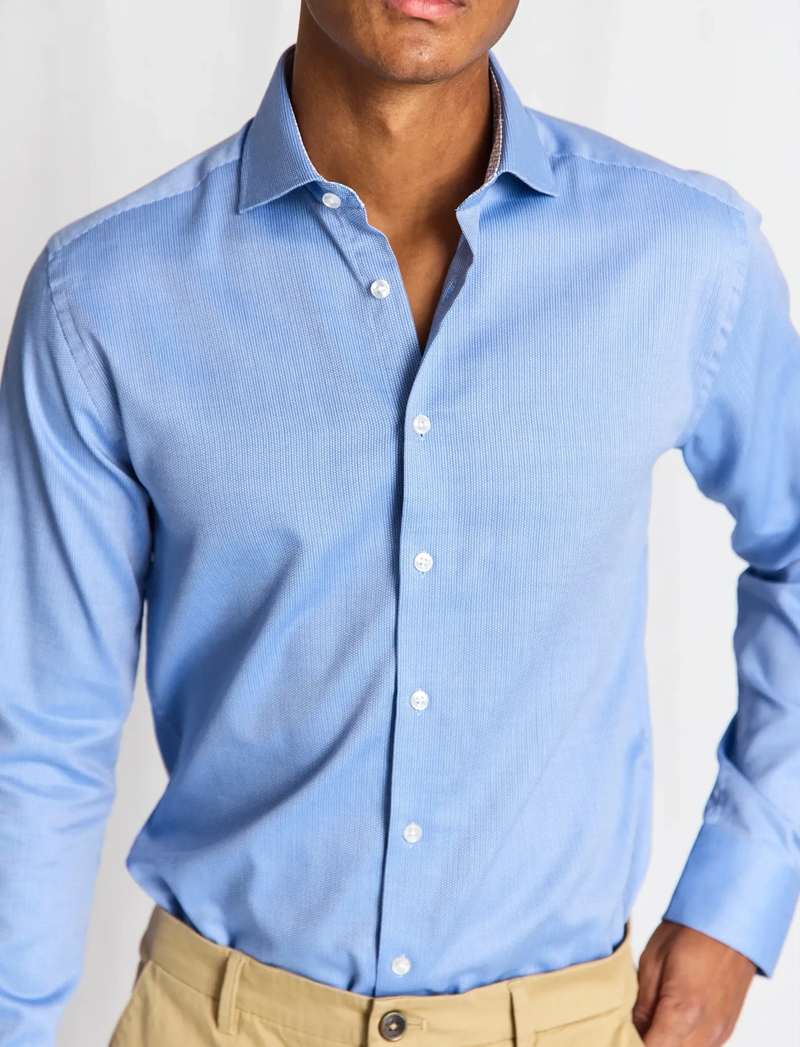 Bruun & Stengade - BS Landin Modern Fit Shirt - raštuoti marškiniai - blue - 5