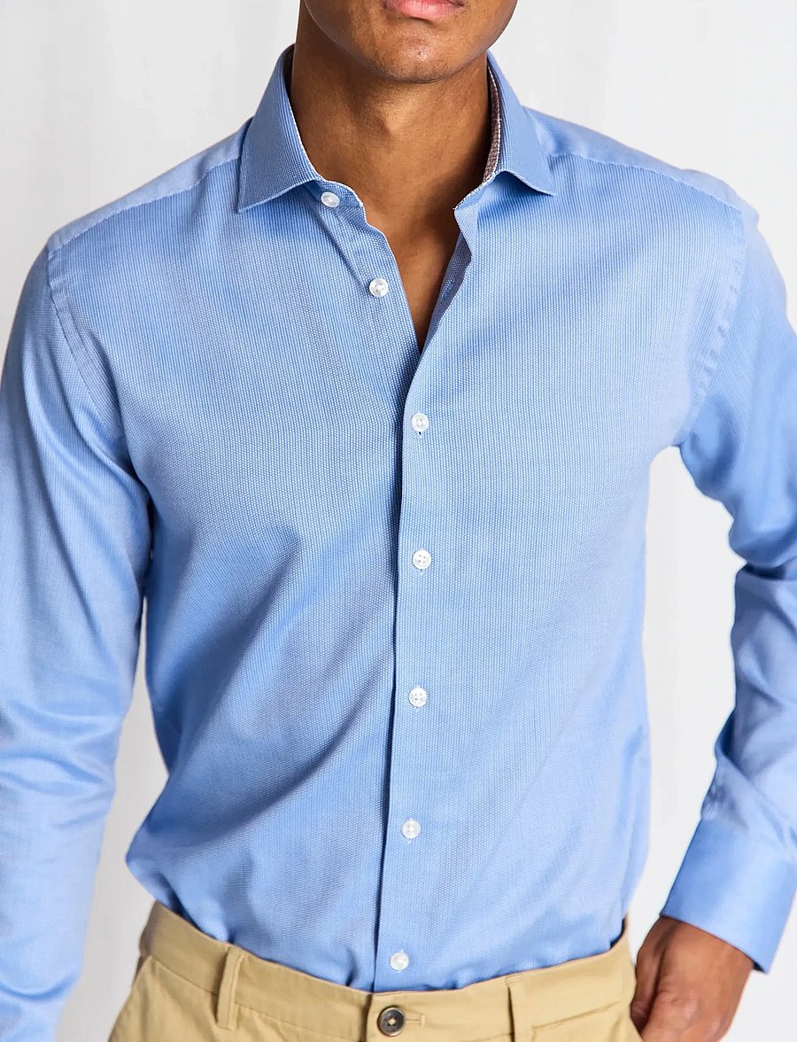 Bruun & Stengade - BS Landin Modern Fit Shirt - raštuoti marškiniai - blue - 5