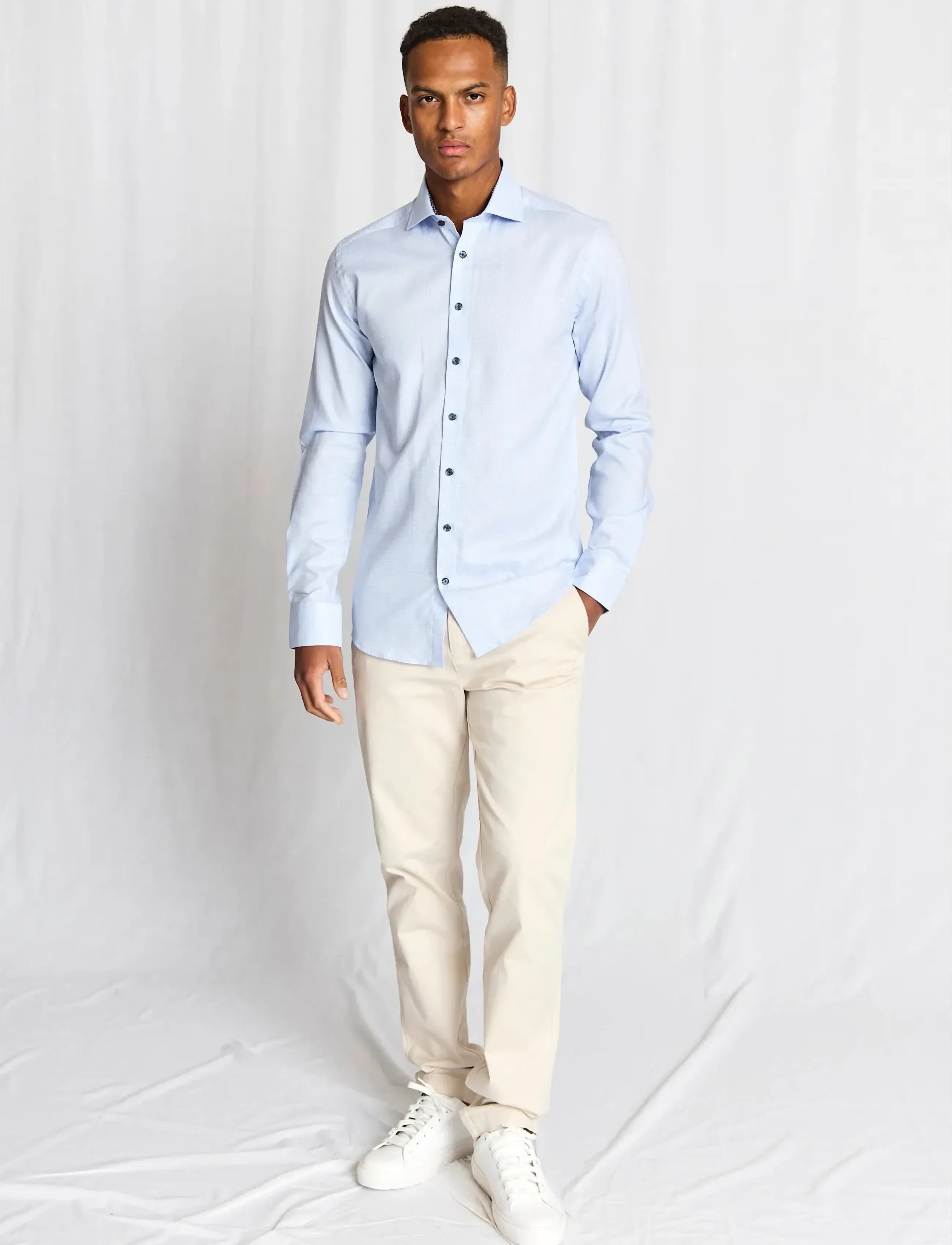 Bruun & Stengade BS Langergren Modern Fit Shirt - Kollektioner - LIGHT BLUE / blue