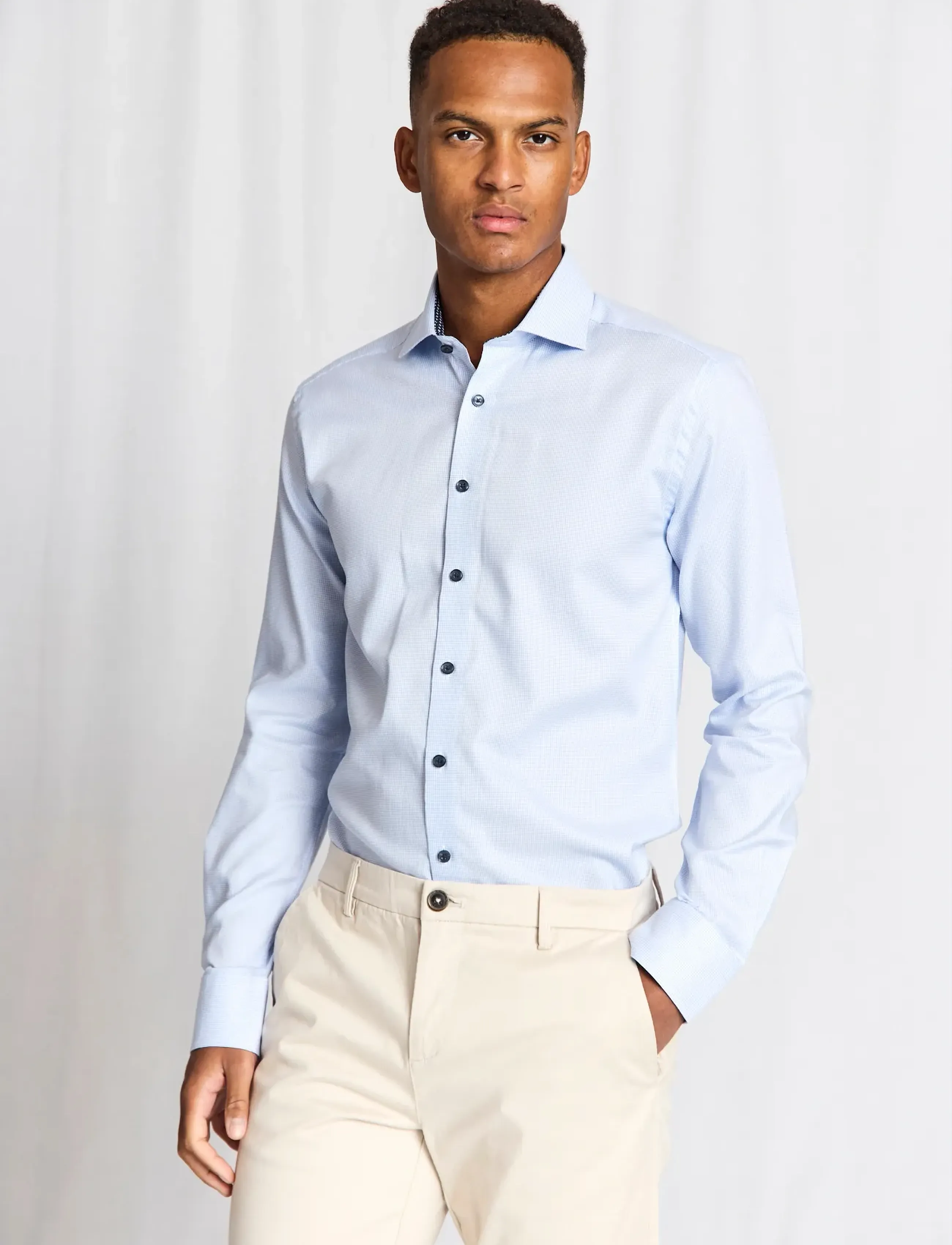 Bruun & Stengade - BS Langergren Modern Fit Shirt - mønstrede skjorter - light blue - 3