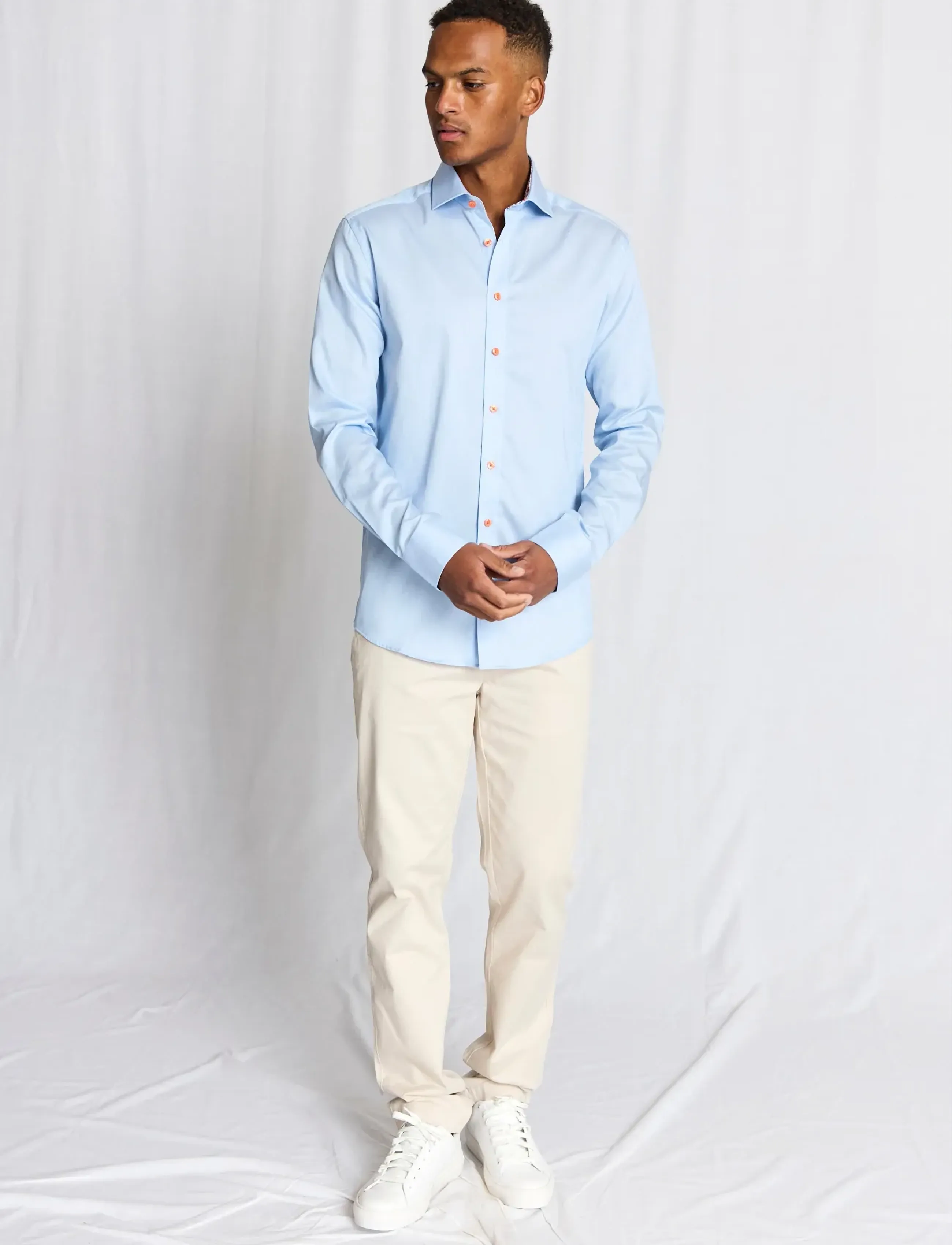 Bruun & Stengade BS Mollgaard Modern Fit Shirt - Hemden - LIGHT BLUE/WHITE / blue