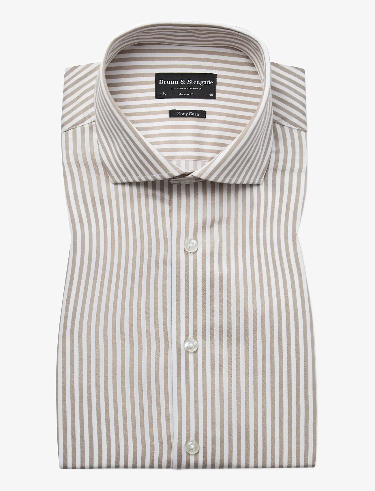 Bruun & Stengade - BS Santos Modern Fit Shirt - gestreifte hemden - sand/white - 1