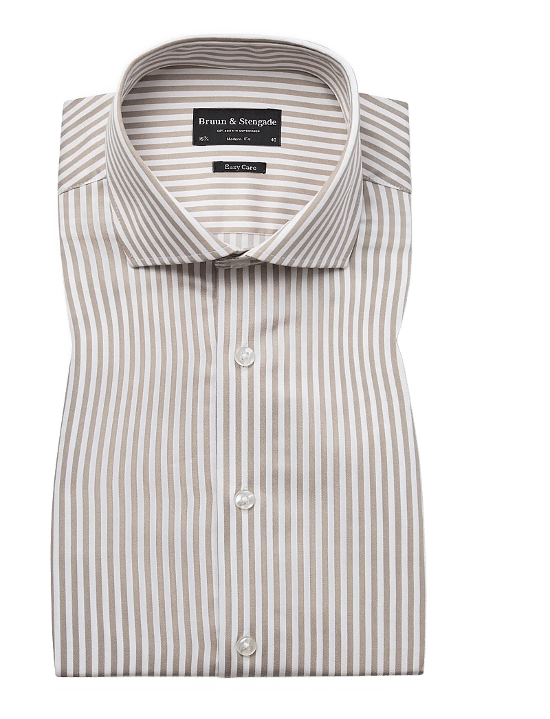 Bruun & Stengade - BS Santos Modern Fit Shirt - gestreifte hemden - sand/white - 1