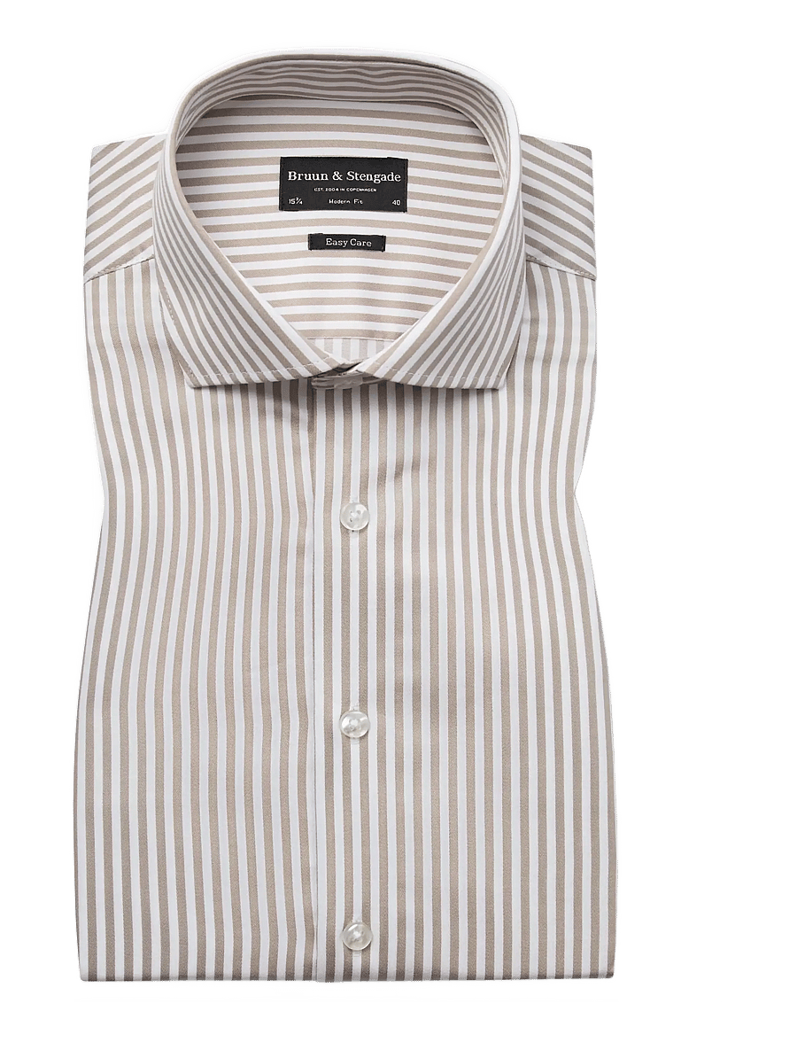Bruun & Stengade - BS Santos Modern Fit Shirt - stribede skjorter - sand/white - 1