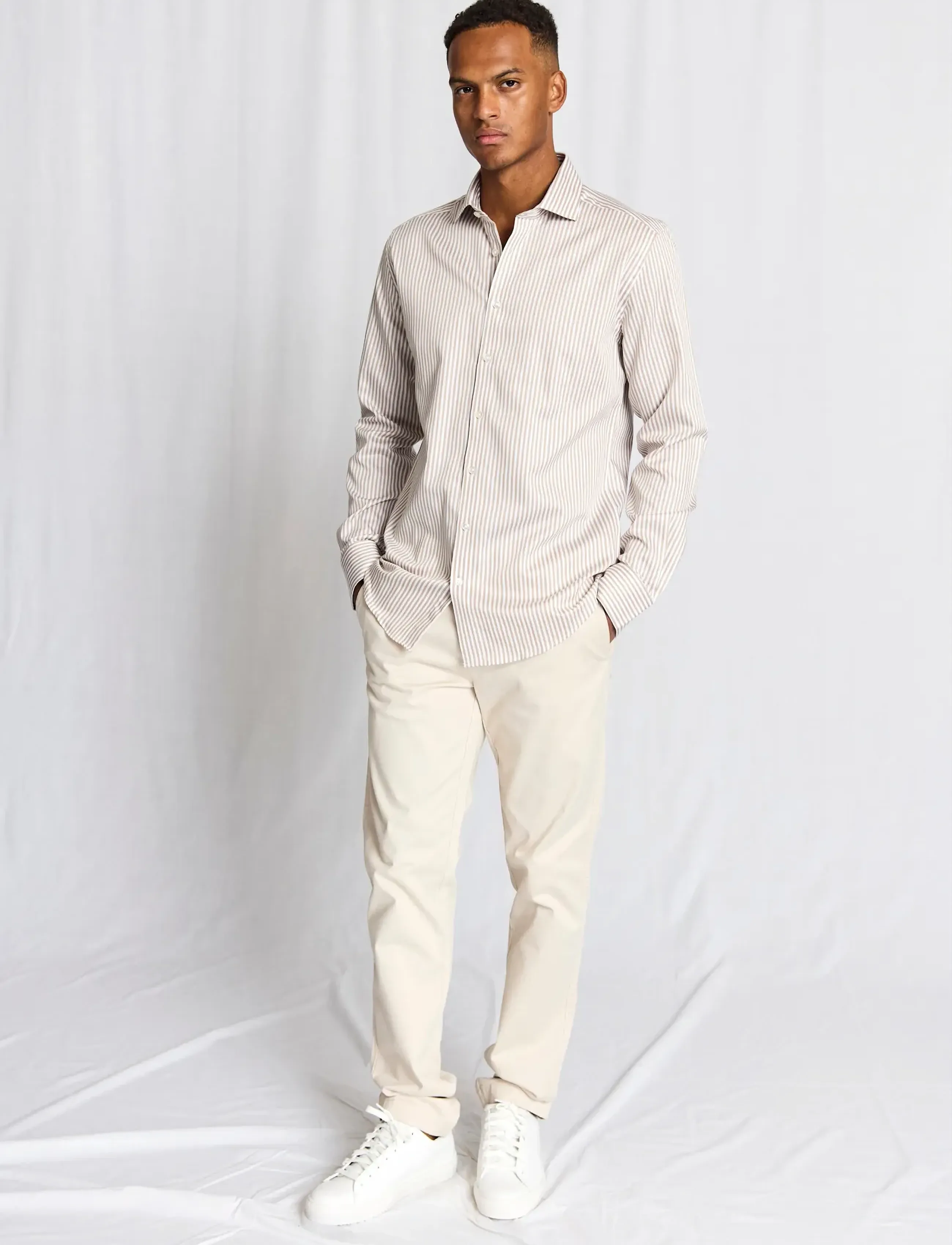 Bruun & Stengade - BS Santos Modern Fit Shirt - striped shirts - sand/white - 2