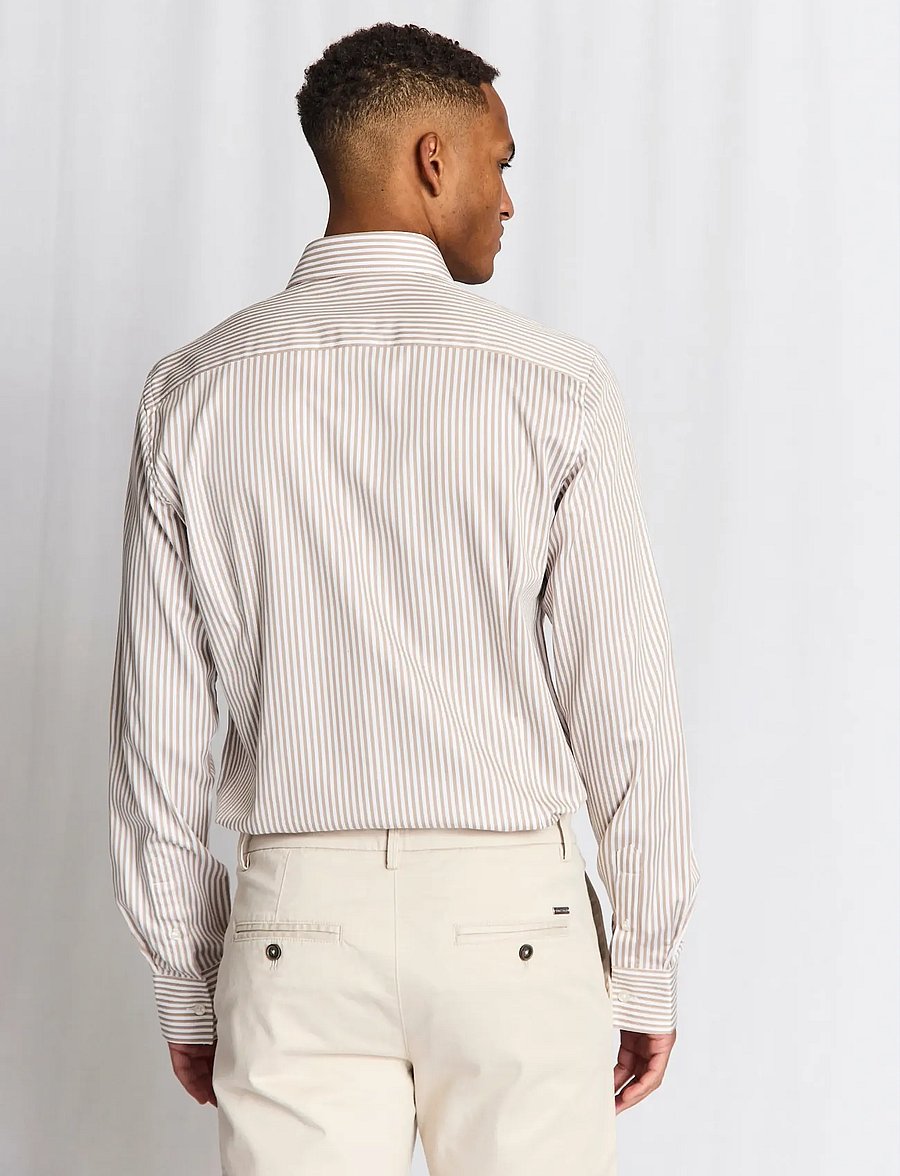 Bruun & Stengade - BS Santos Modern Fit Shirt - stribede skjorter - sand/white - 3