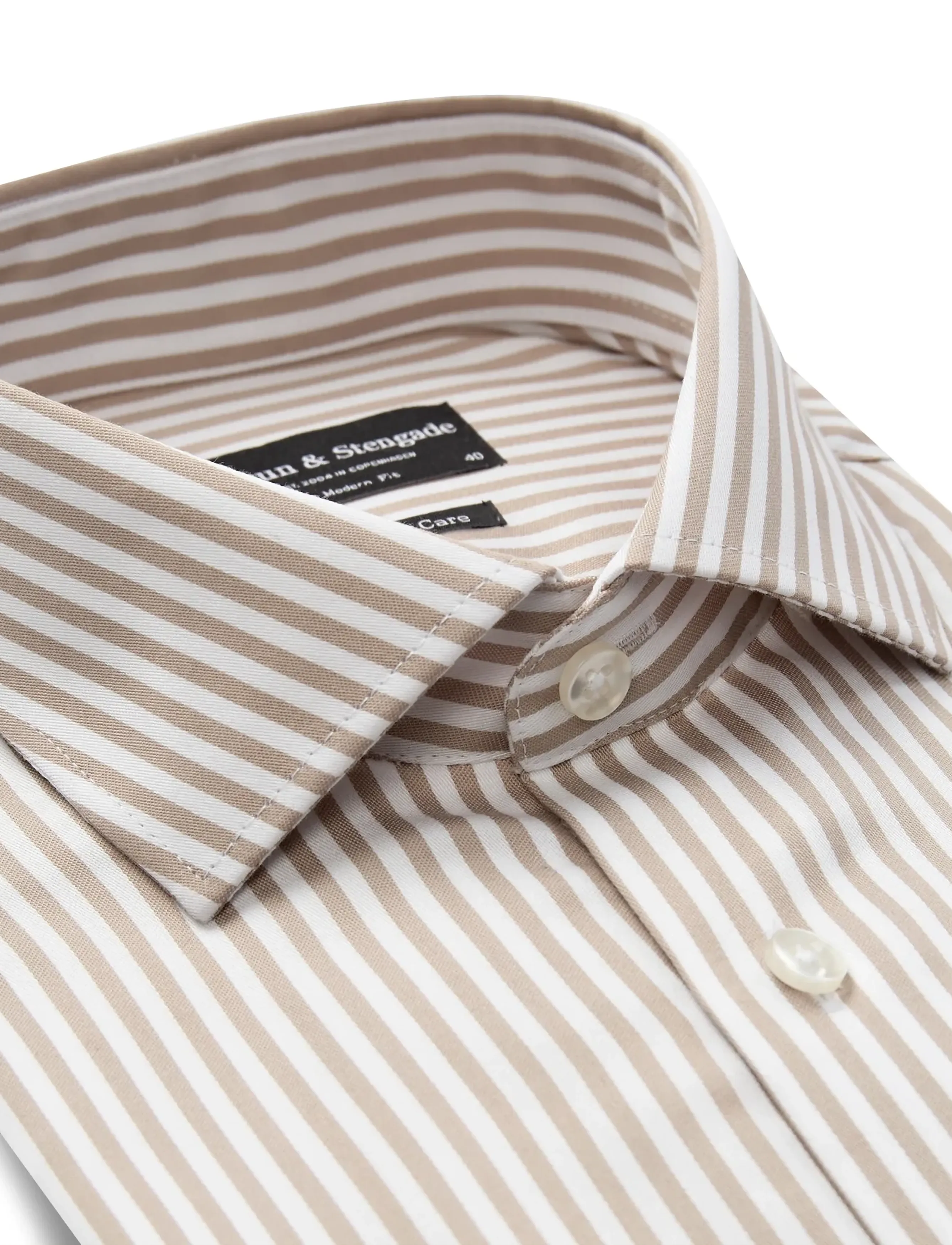 Bruun & Stengade - BS Santos Modern Fit Shirt - striped shirts - sand/white - 5