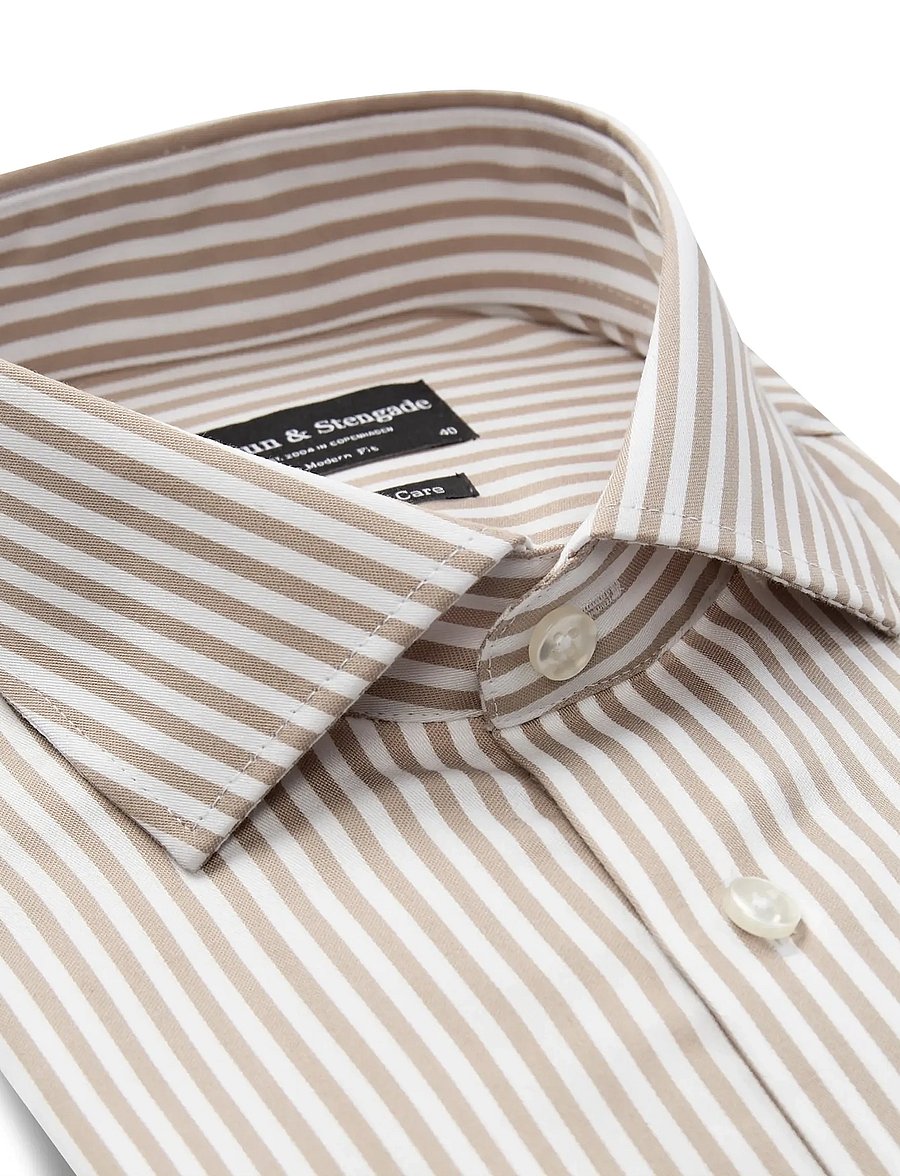 Bruun & Stengade - BS Santos Modern Fit Shirt - stribede skjorter - sand/white - 5