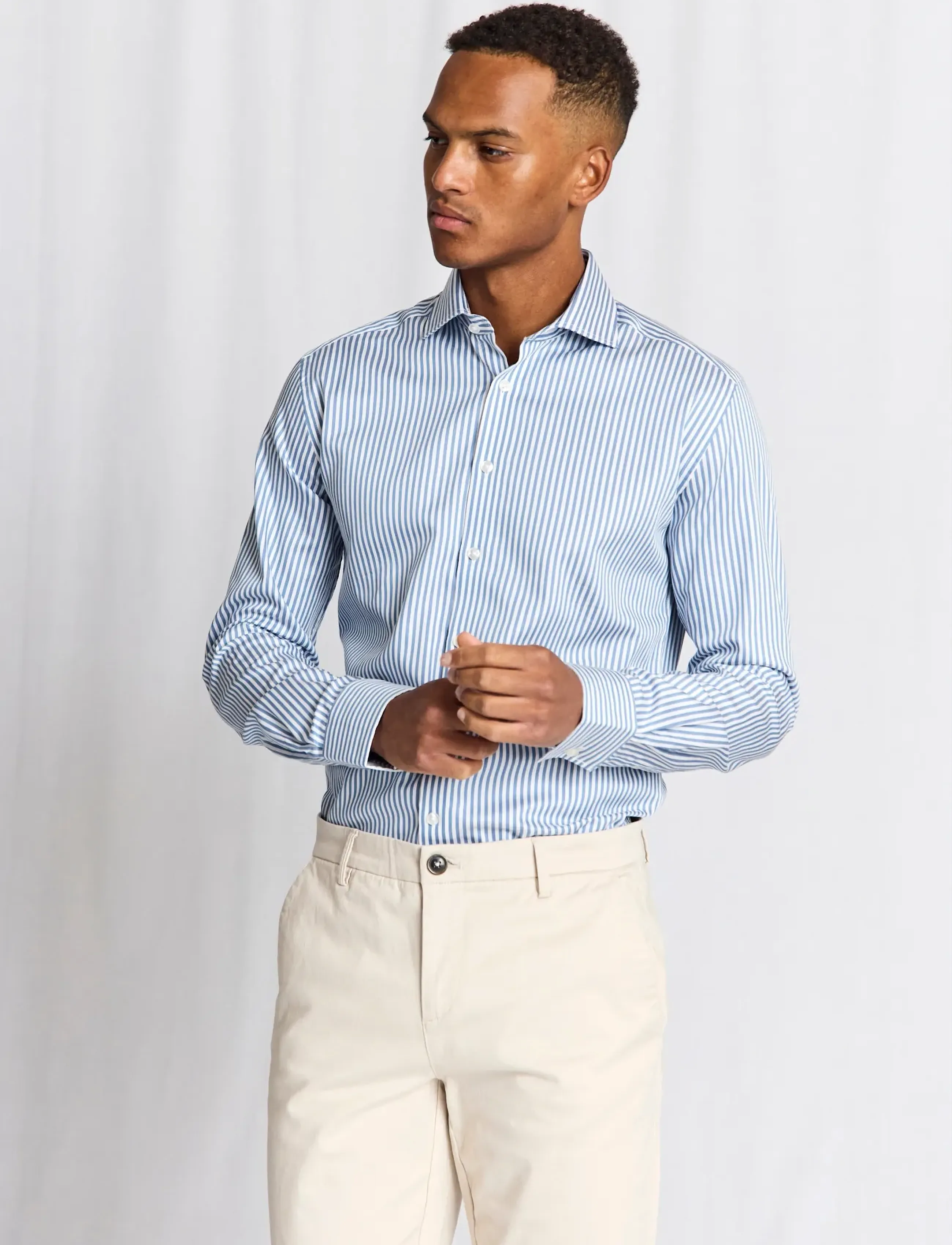 Bruun & Stengade - BS Sime Modern Fit Shirt - randiga skjortor - blue/white - 2