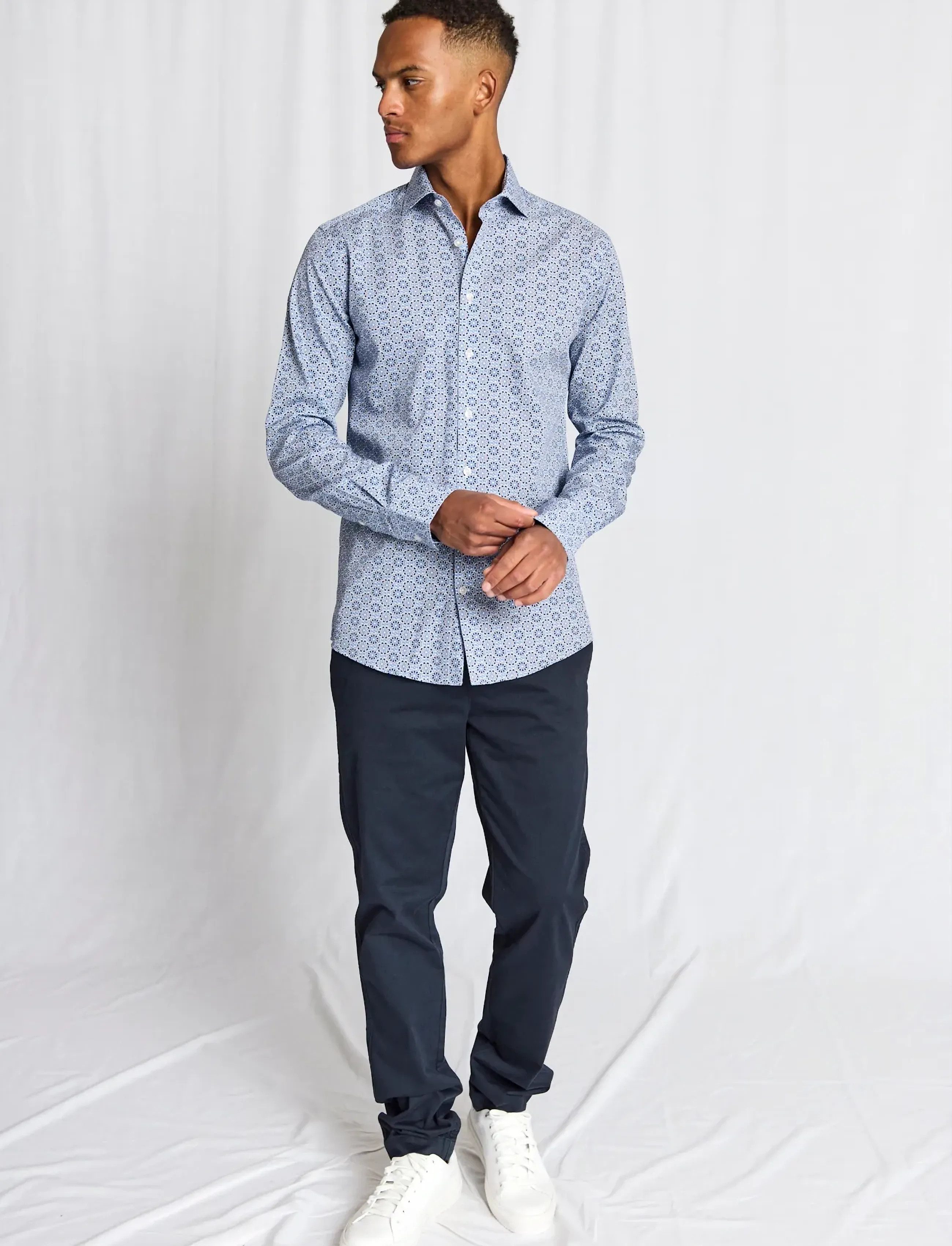 Bruun & Stengade BS Soren Modern Fit Shirt - Mönstrade skjortor - BLUE / blue