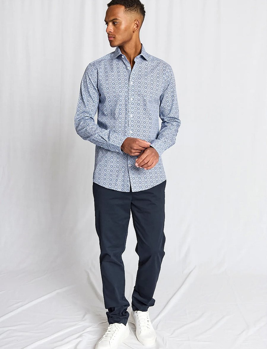 Bruun & Stengade - BS Soren Modern Fit Shirt - hemden mit muster - blue - 0