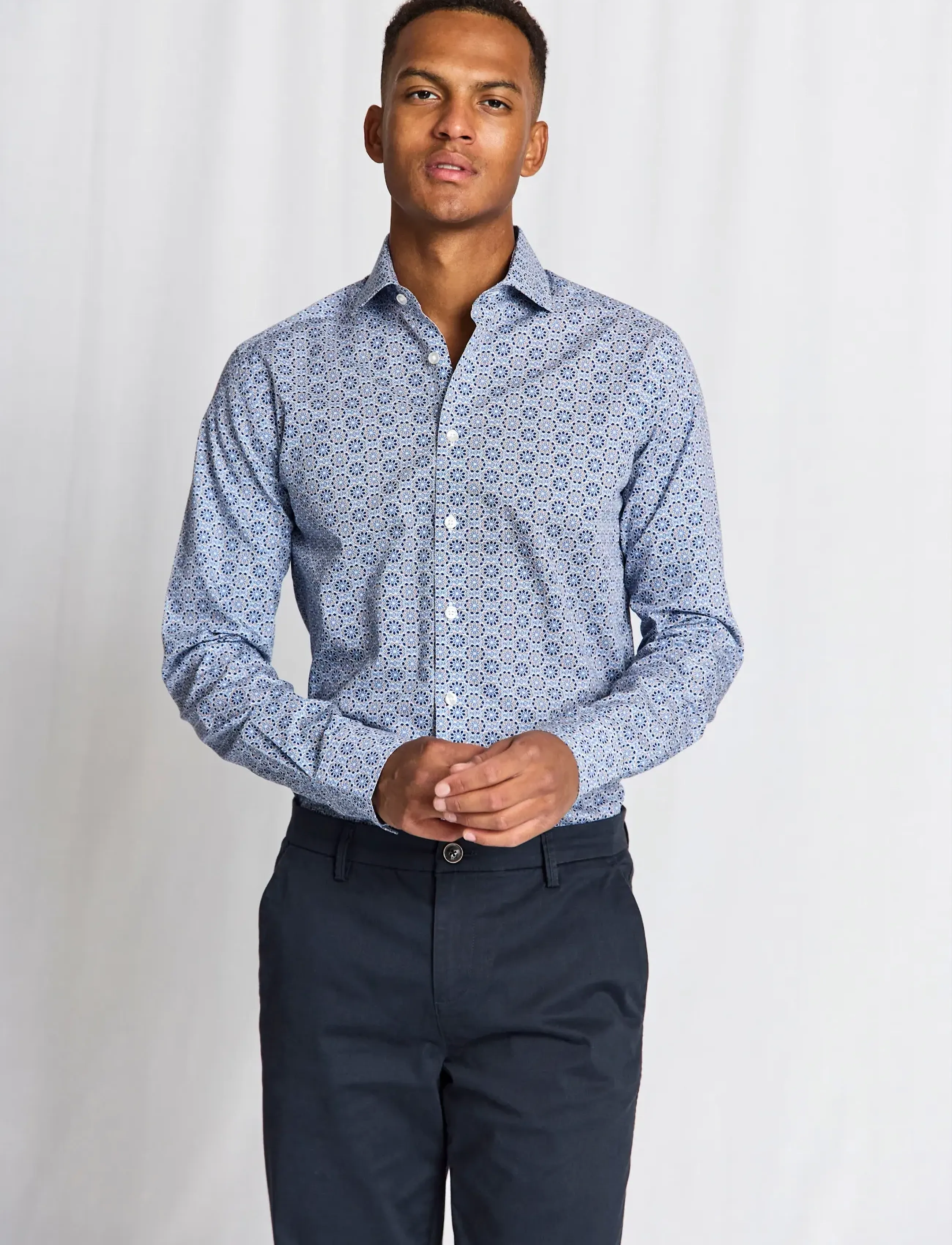 Bruun & Stengade - BS Soren Modern Fit Shirt - hemden mit muster - blue - 3