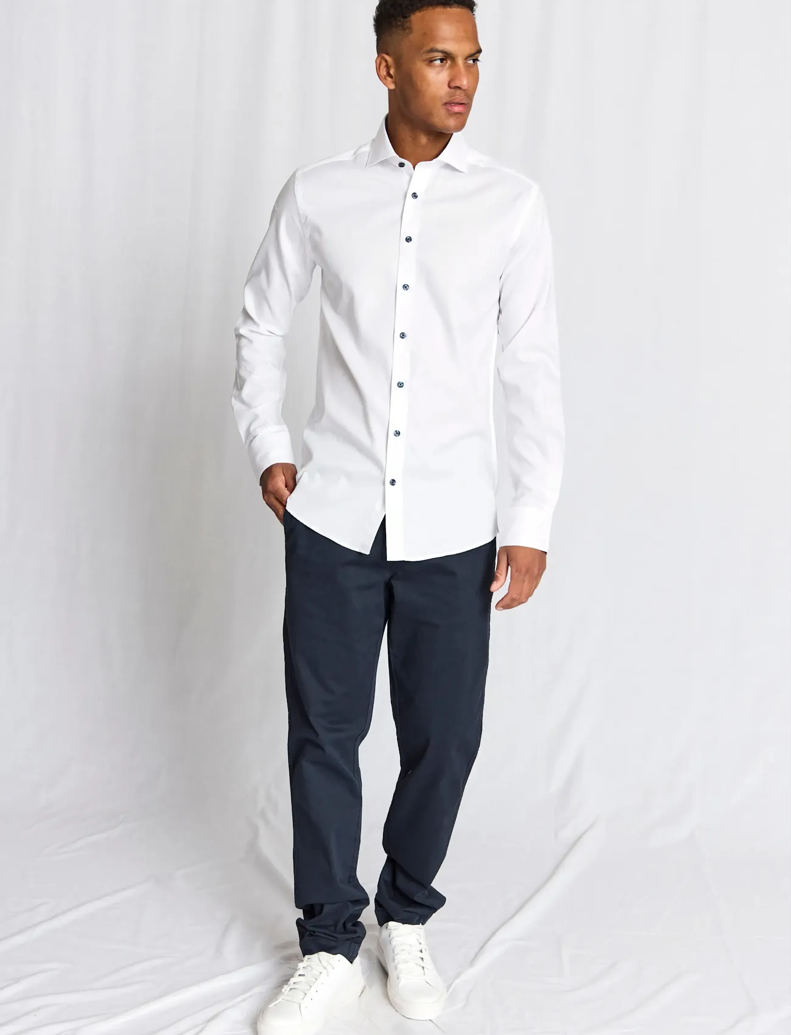 Bruun & Stengade Bs Stas Modern Fit Shirt, 41, Shirts, Weiß - Business Männerswear