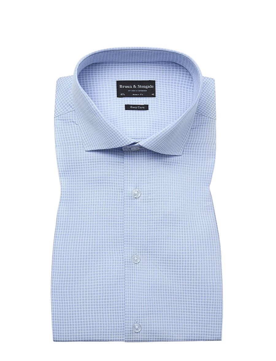 Bruun & Stengade - BS Sunderland Modern Fit Shirt - mønstrede skjorter - light blue - 1