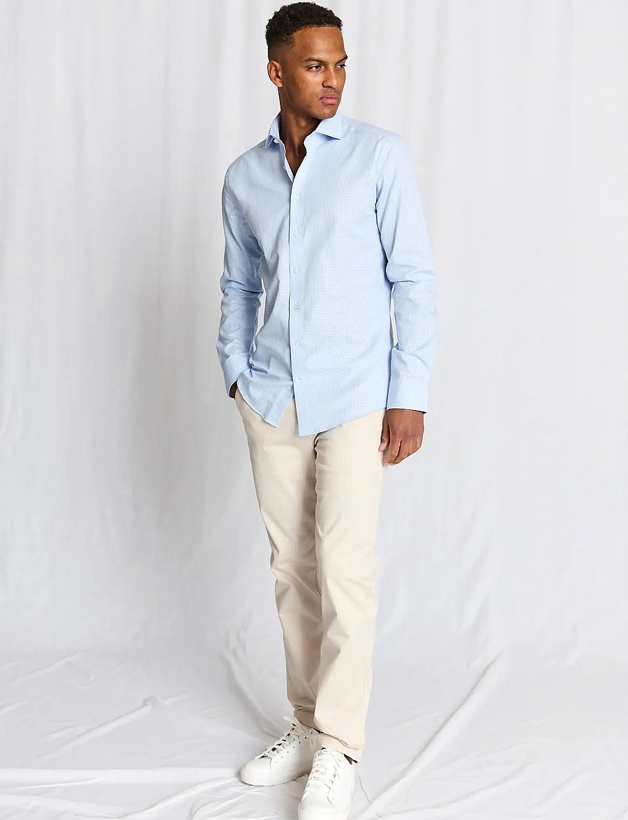 Bruun & Stengade - BS Sunderland Modern Fit Shirt - mønstrede skjorter - light blue - 0