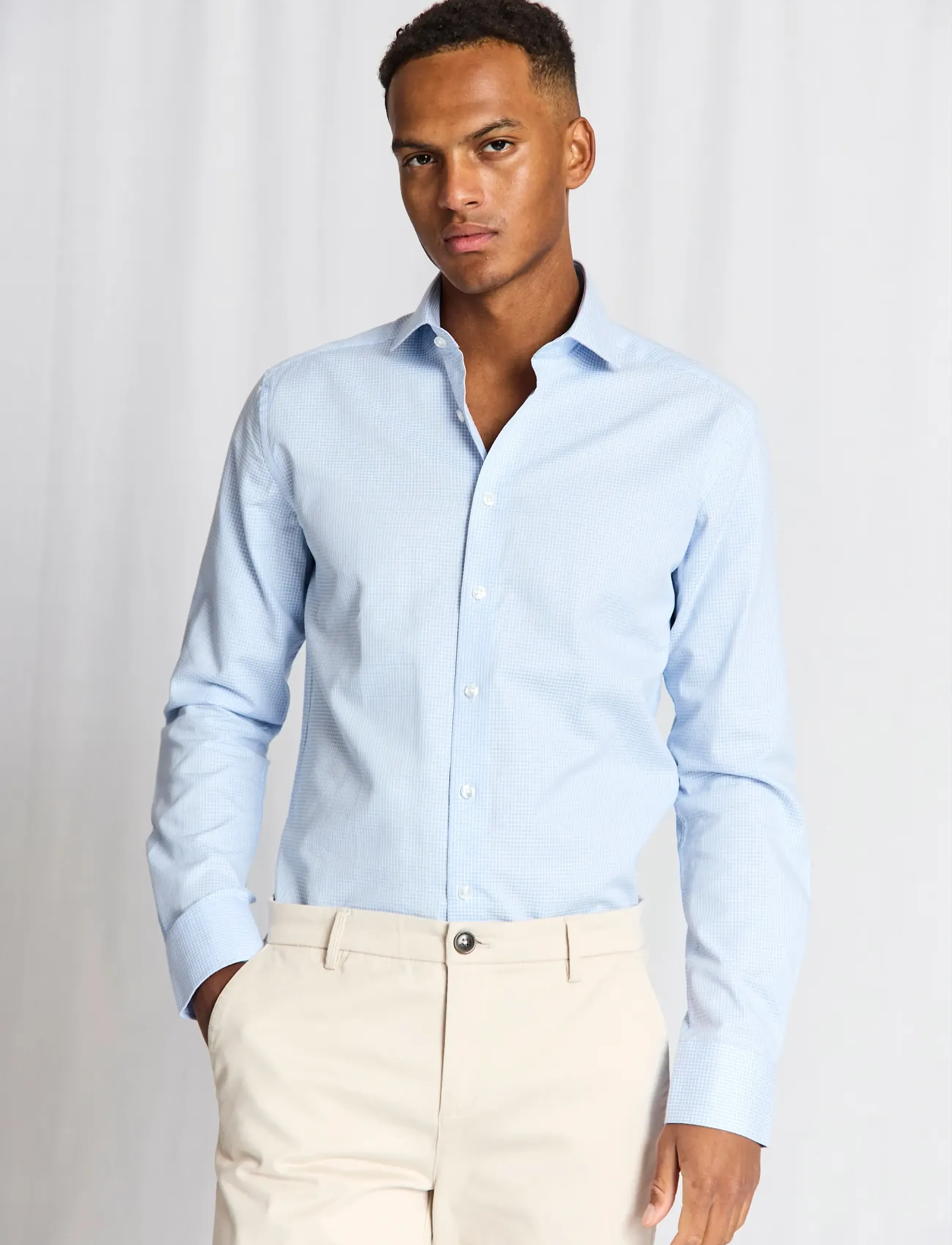 Bruun & Stengade - BS Sunderland Modern Fit Shirt - mønstrede skjorter - light blue - 2