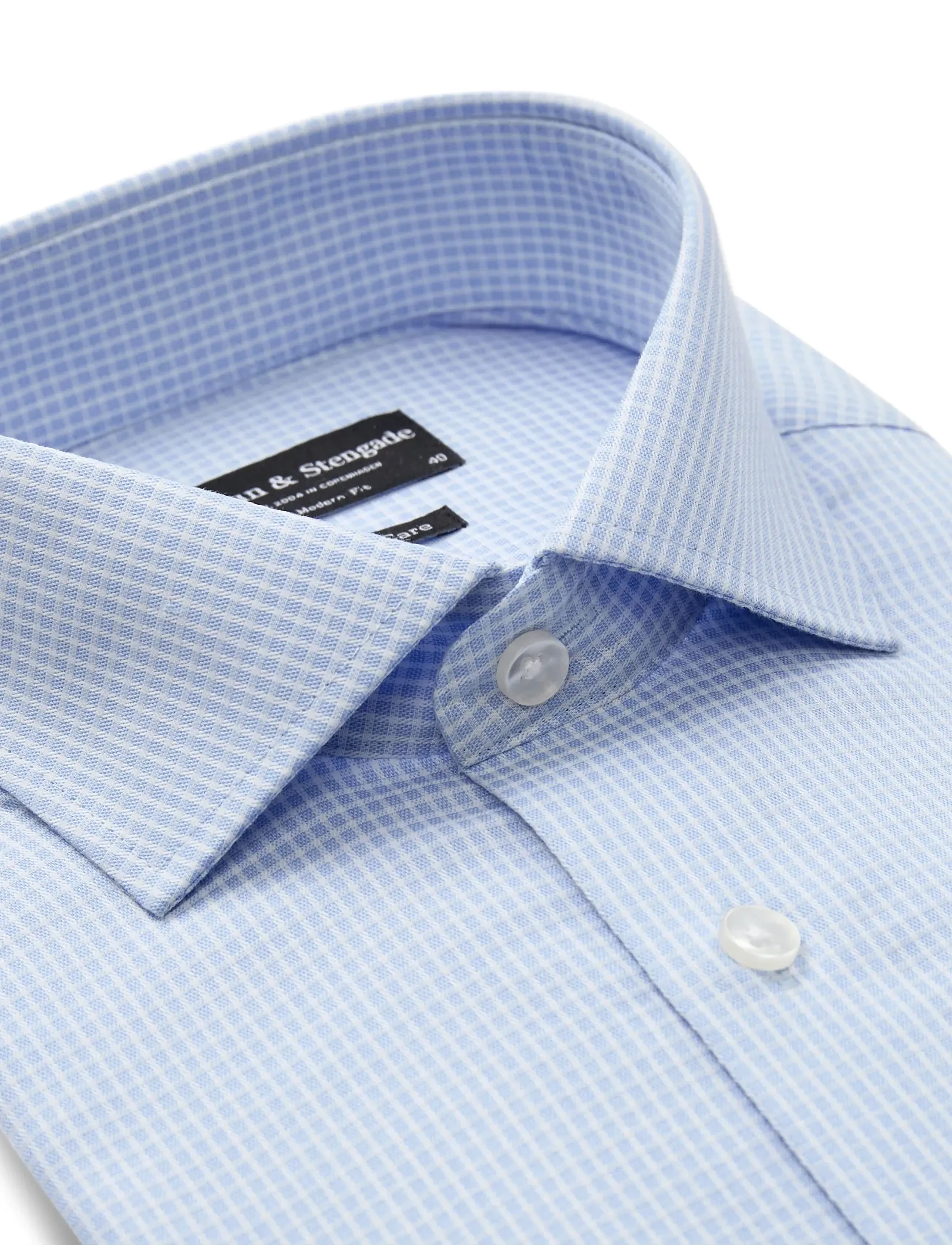 Bruun & Stengade - BS Sunderland Modern Fit Shirt - mønstrede skjorter - light blue - 5