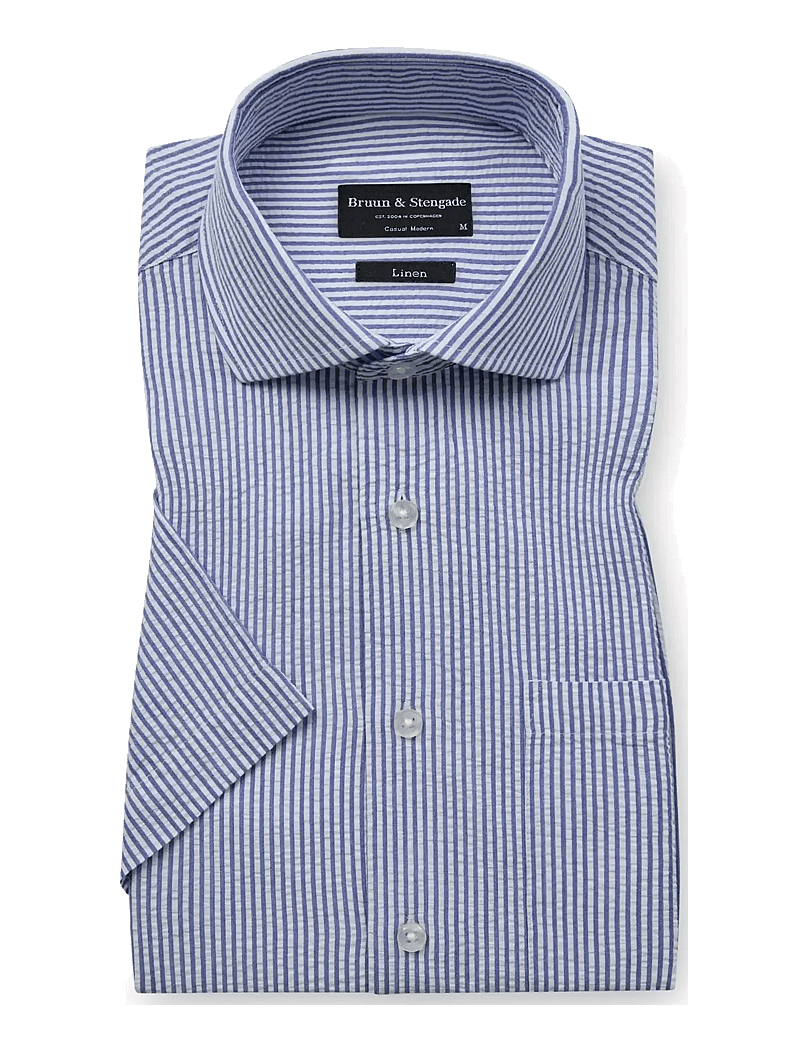 Bruun & Stengade - BS Keita Casual Modern Fit Shirt - kortærmede skjorter - light blue/white - 1