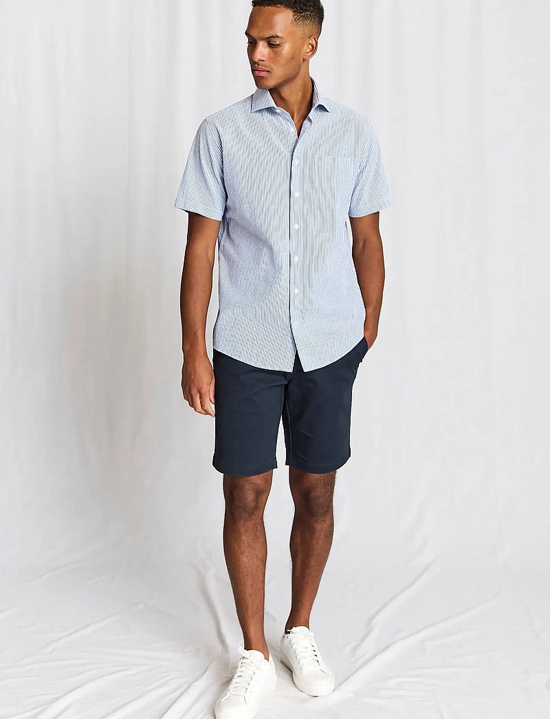 Bruun & Stengade - BS Keita Casual Modern Fit Shirt - kortærmede skjorter - light blue/white - 0