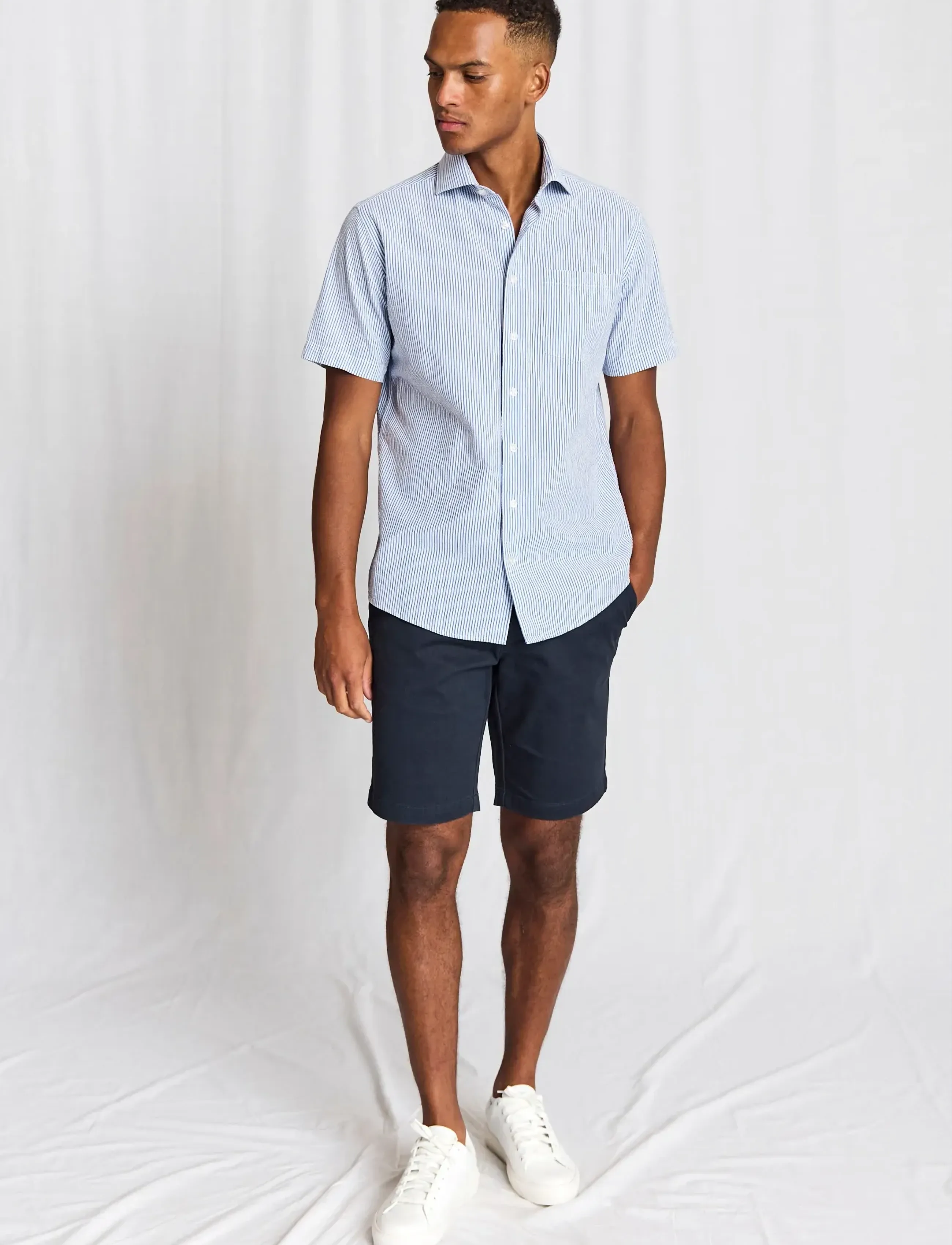 Bruun & Stengade BS Keita Casual Modern Fit Shirt - Kollektionen - LIGHT BLUE/WHITE / blue