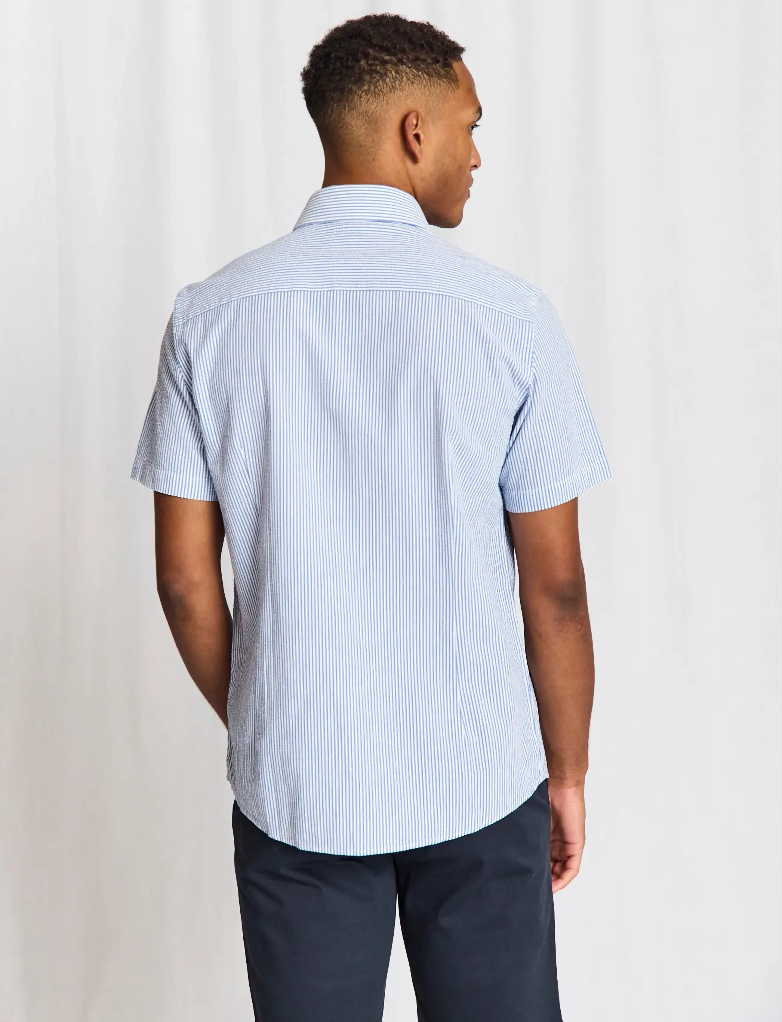 Bruun & Stengade - BS Keita Casual Modern Fit Shirt - chemises à manches courtes - light blue/white - 3