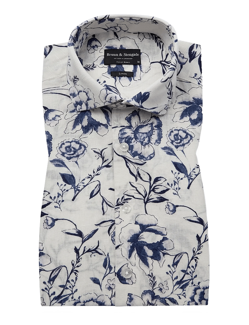 Bruun & Stengade - BS Mengel Casual Modern Fit Shirt - mønstrede skjorter - white - 1