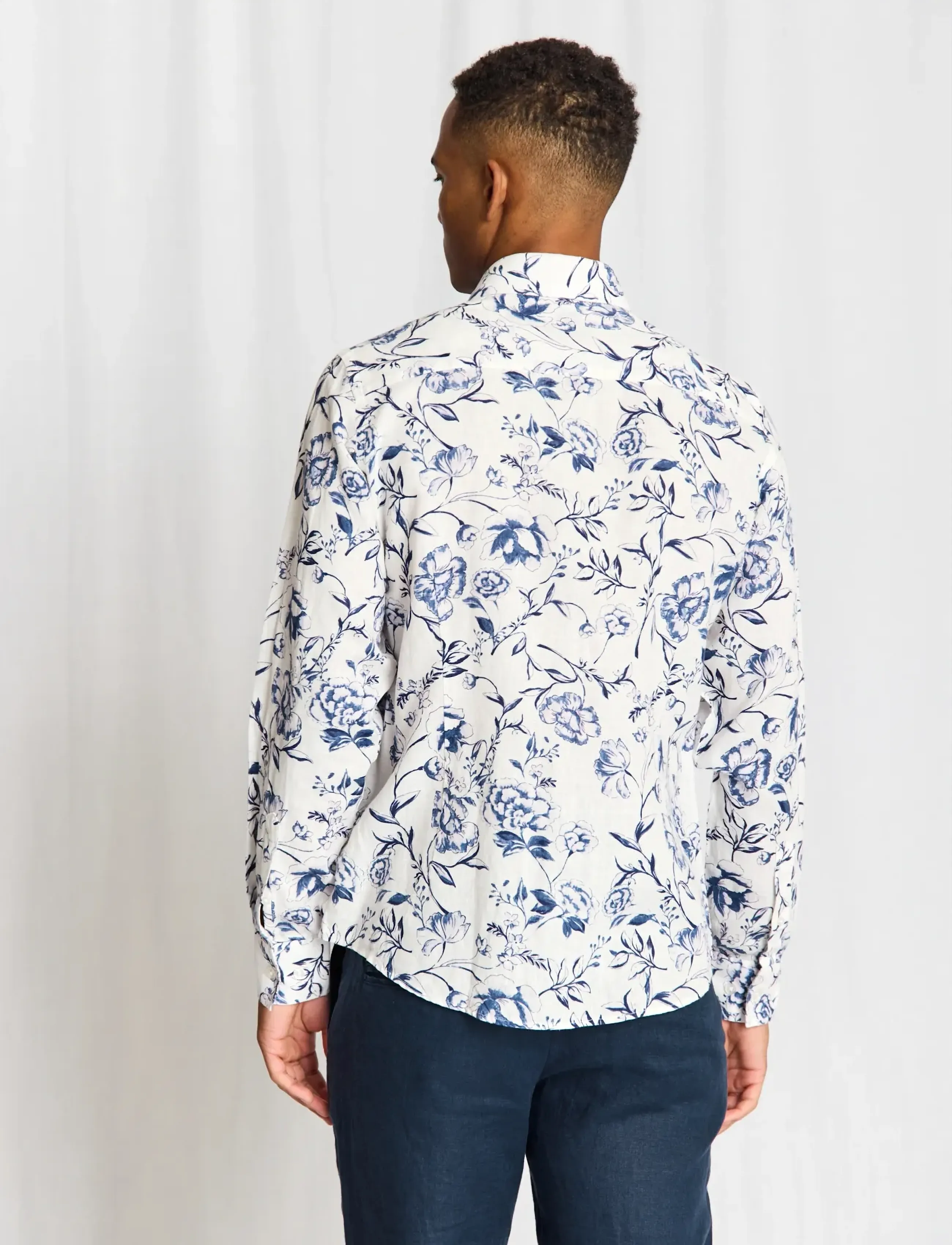 Bruun & Stengade Bs Mengel Casual Modern Fit Shirt, L, Blue, Shirts > Pattern Shirts, Herre