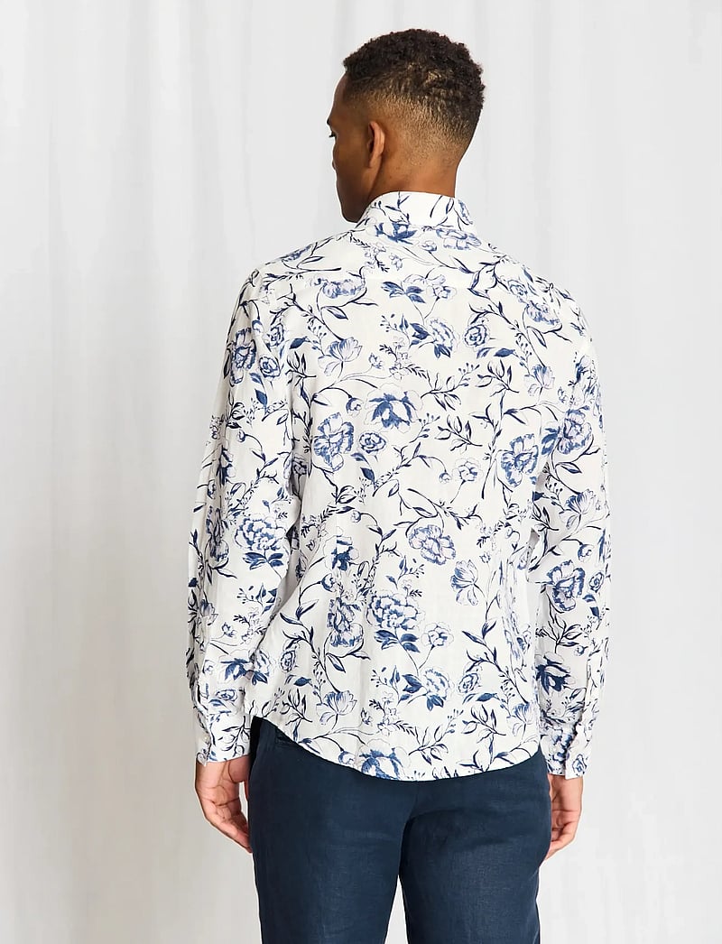 Bruun & Stengade - BS Mengel Casual Modern Fit Shirt - mønstrede skjorter - white - 0