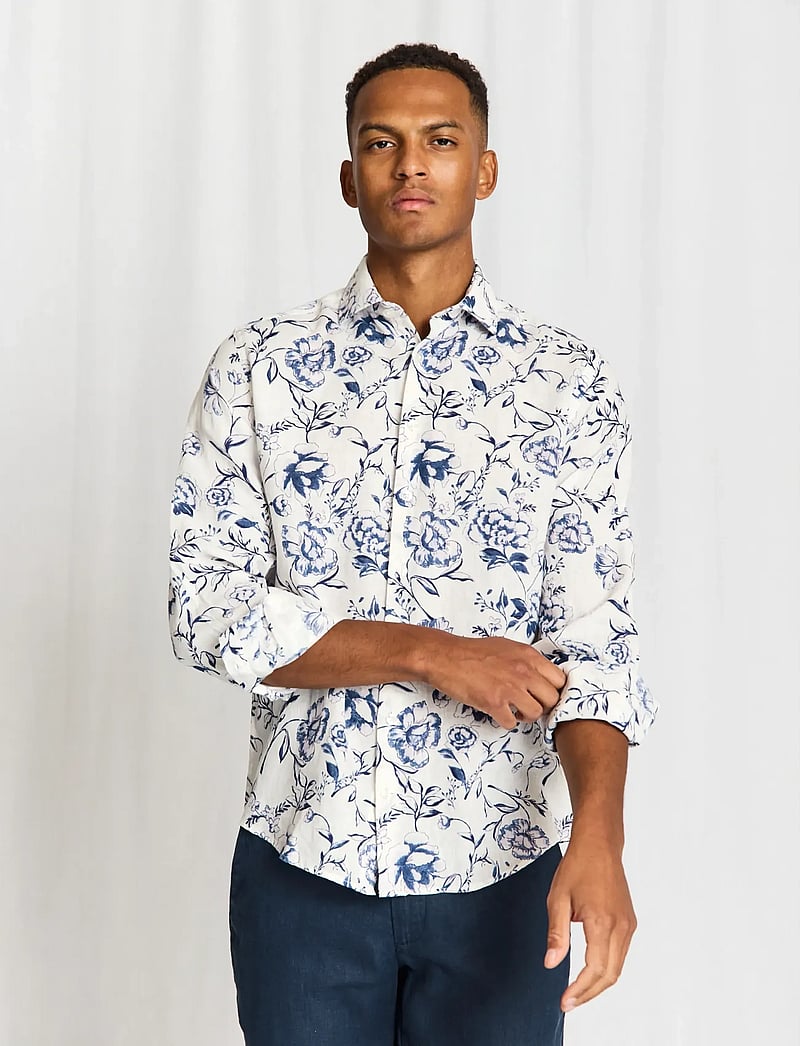 Bruun & Stengade - BS Mengel Casual Modern Fit Shirt - mønstrede skjorter - white - 2