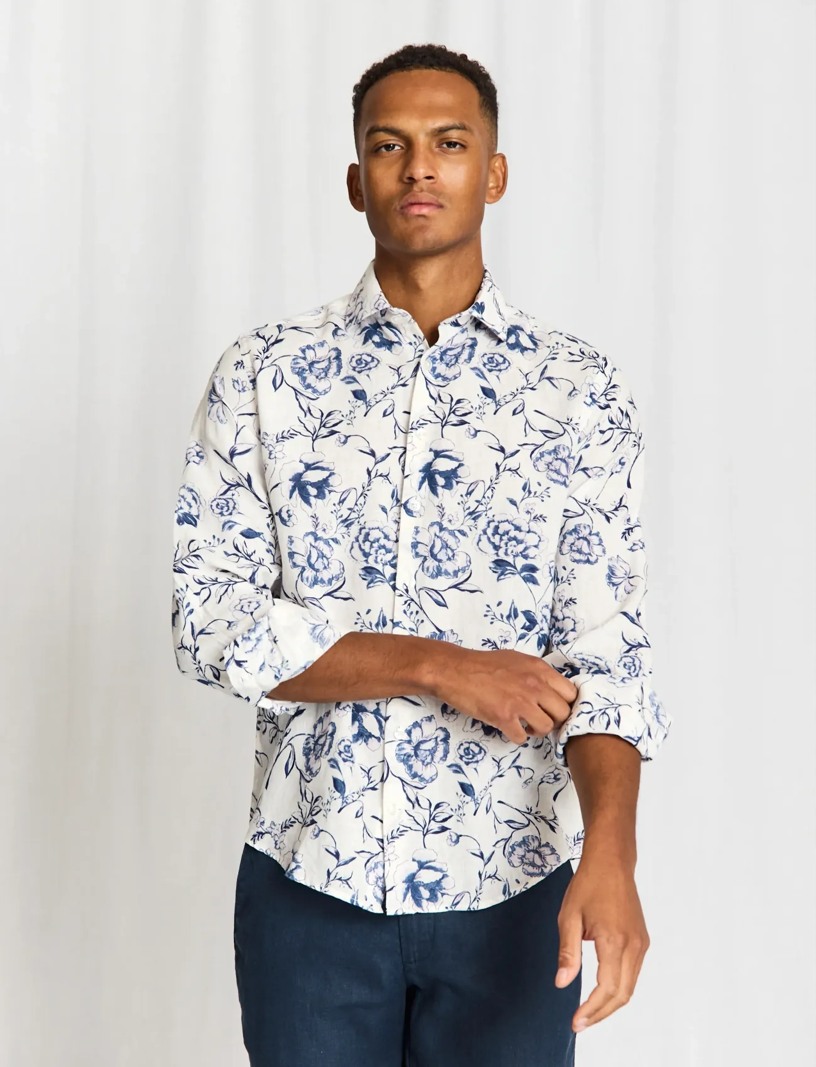 Bruun & Stengade - BS Mengel Casual Modern Fit Shirt - mønstrede skjorter - white - 2