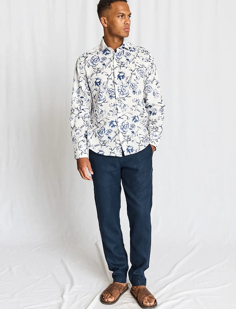 Bruun & Stengade - BS Mengel Casual Modern Fit Shirt - mønstrede skjorter - white - 4