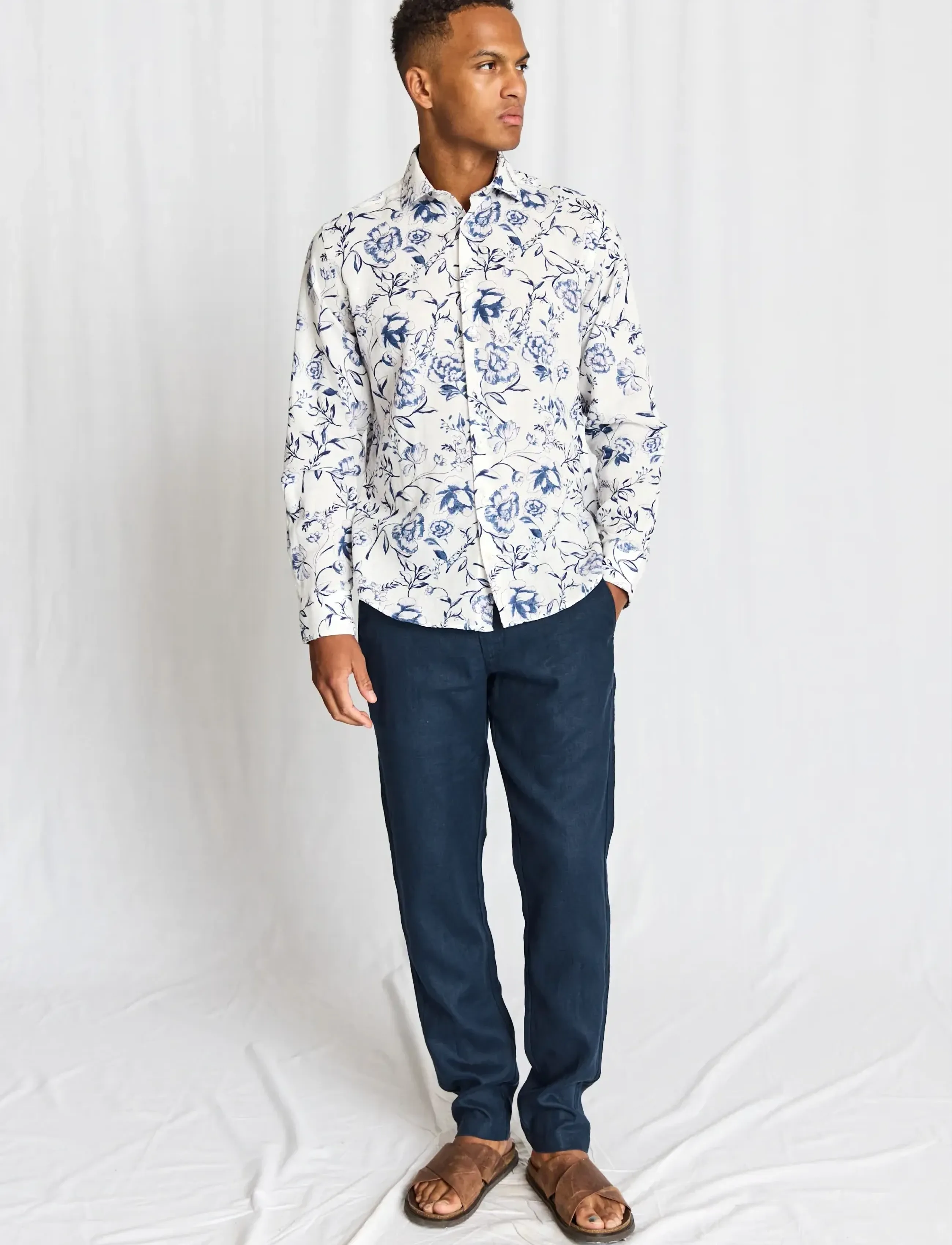 Bruun & Stengade - BS Mengel Casual Modern Fit Shirt - mønstrede skjorter - white - 4