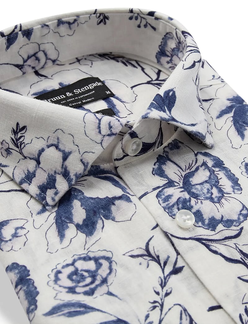 Bruun & Stengade - BS Mengel Casual Modern Fit Shirt - mønstrede skjorter - white - 5