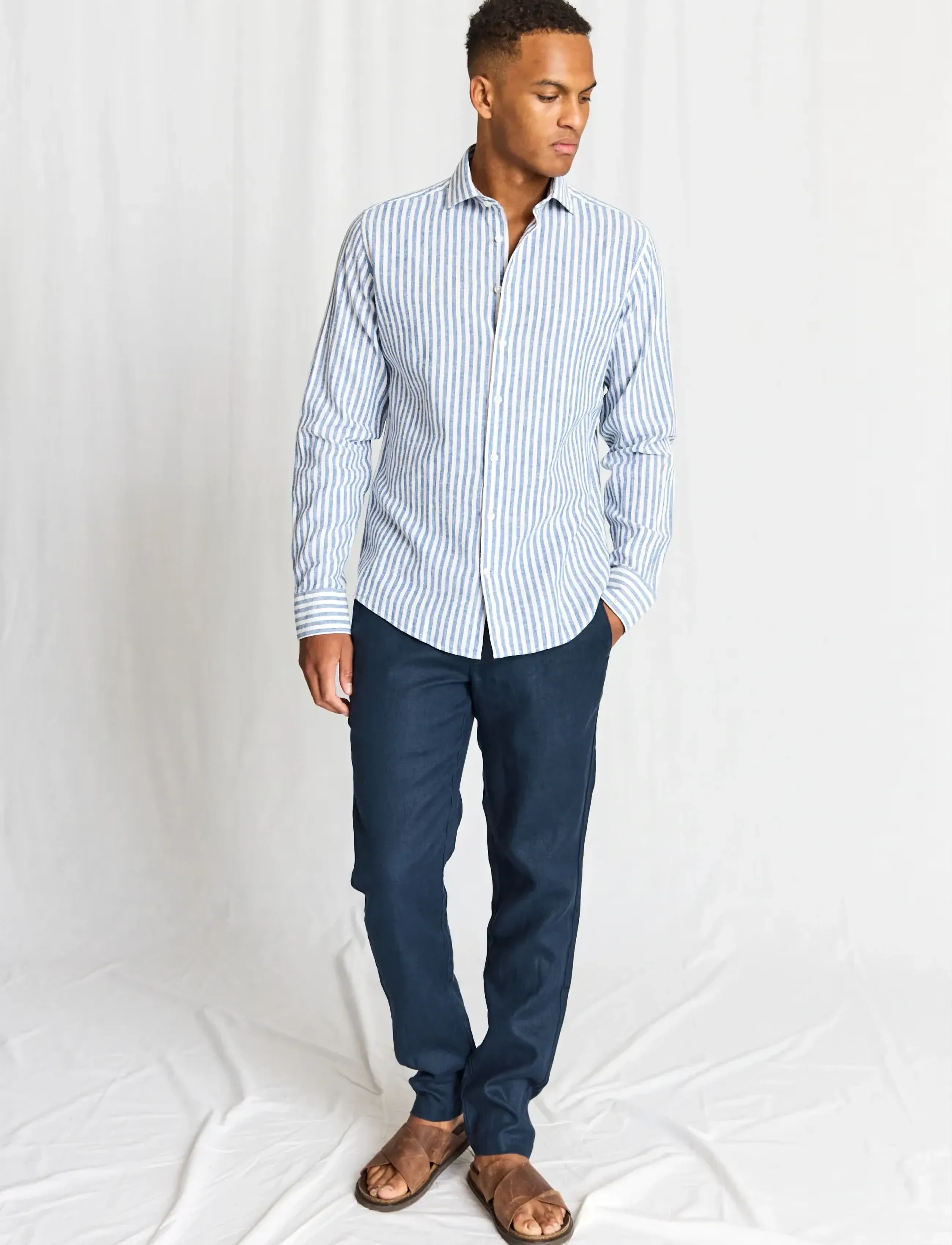 Bruun & Stengade Bs Rubio Casual Modern Fit Shirt, XXL, Blue, Skjorter > Afslappet Shirts, Herre