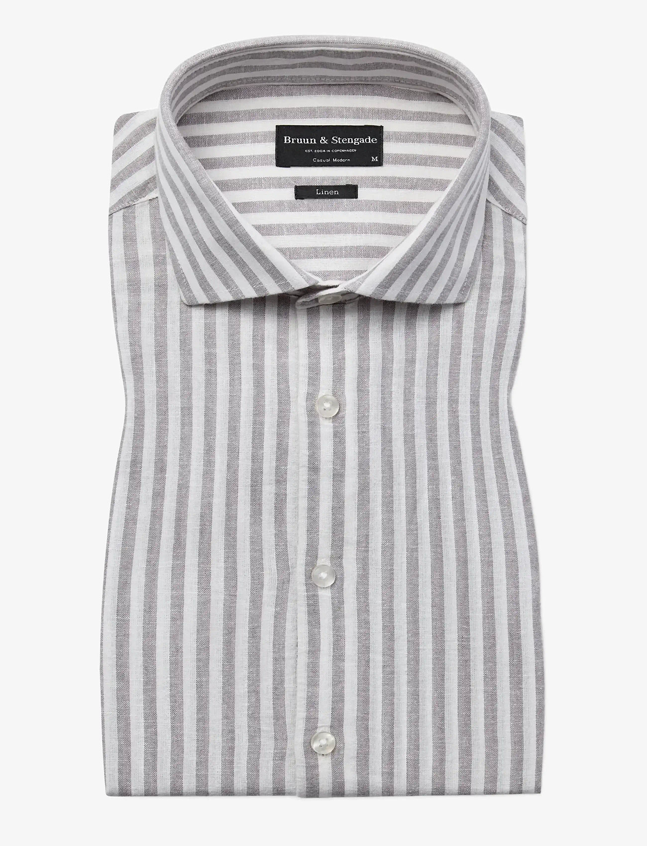 Bruun & Stengade - BS Rubio Casual Modern Fit Shirt - stribede skjorter - grey/white - 1