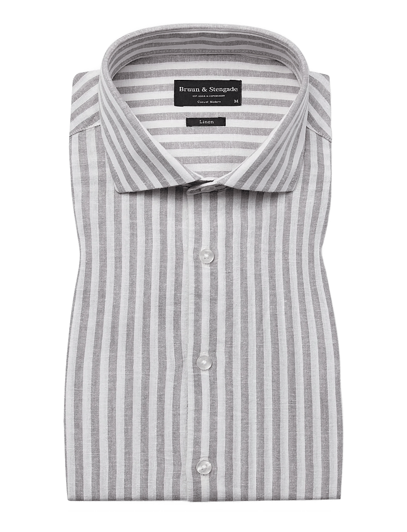Bruun & Stengade - BS Rubio Casual Modern Fit Shirt - gestreifte hemden - grey/white - 1