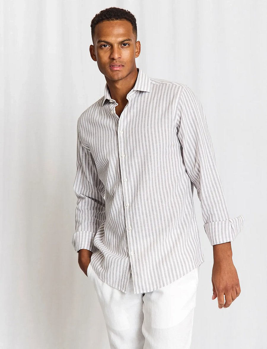 Bruun & Stengade - BS Rubio Casual Modern Fit Shirt - gestreifte hemden - grey/white - 0
