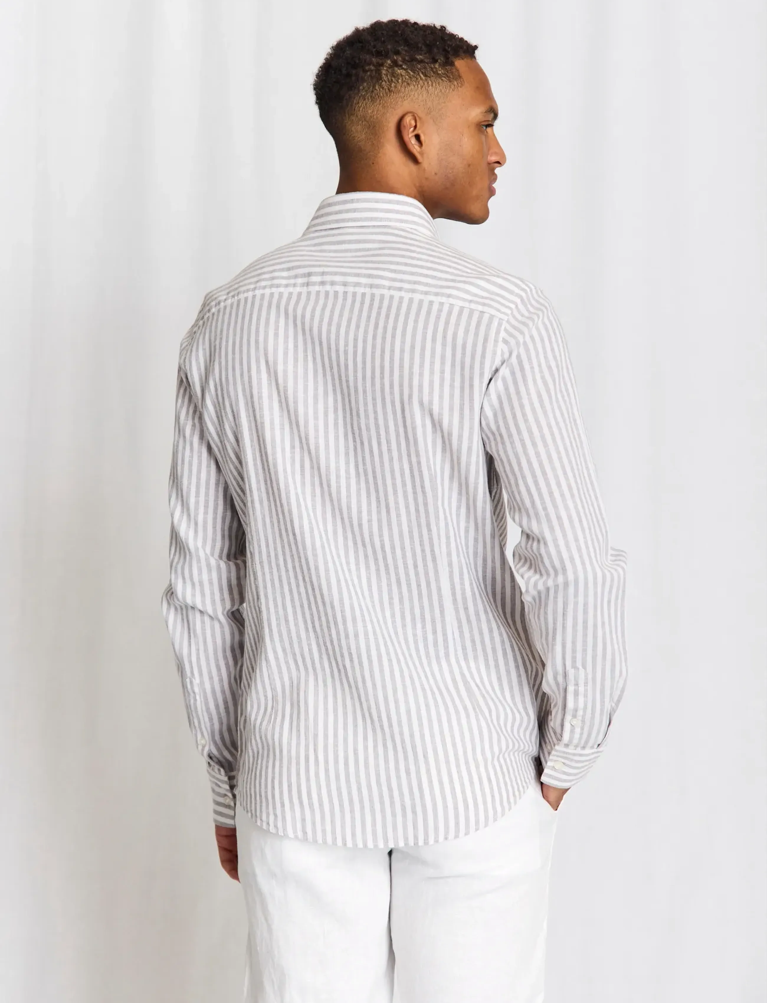 Bruun & Stengade - BS Rubio Casual Modern Fit Shirt - stribede skjorter - grey/white - 2