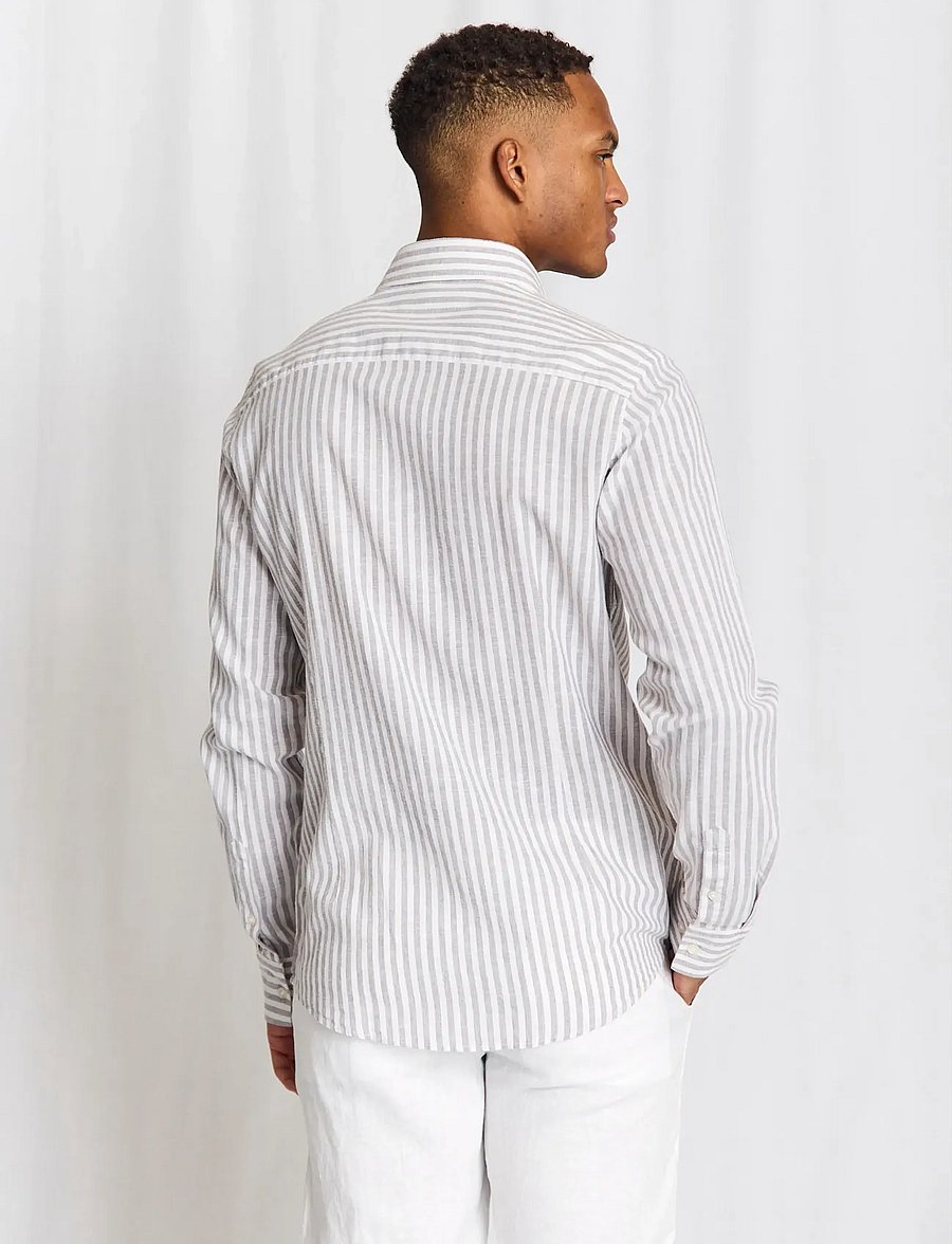 Bruun & Stengade - BS Rubio Casual Modern Fit Shirt - gestreifte hemden - grey/white - 2