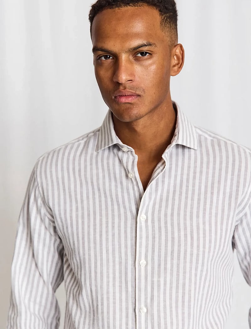 Bruun & Stengade - BS Rubio Casual Modern Fit Shirt - gestreifte hemden - grey/white - 3