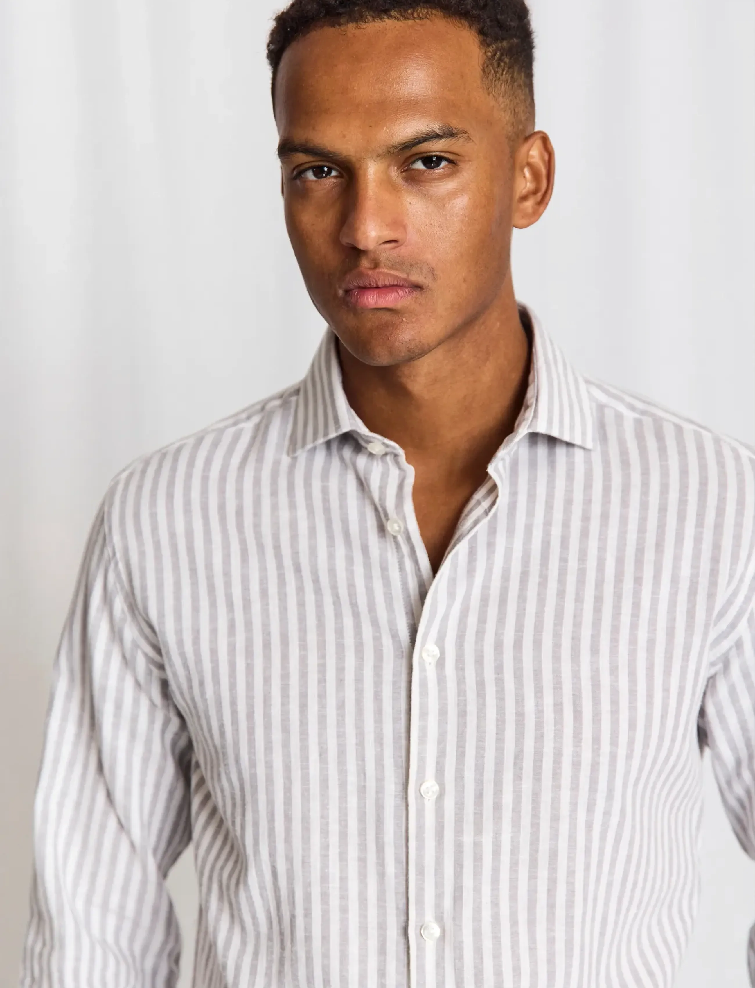 Bruun & Stengade - BS Rubio Casual Modern Fit Shirt - stribede skjorter - grey/white - 3