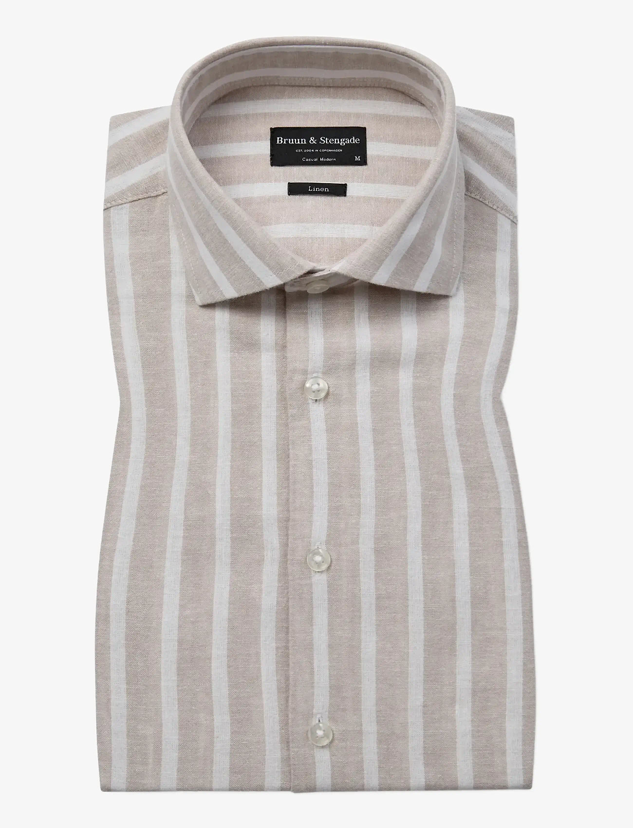 Bruun & Stengade - BS Burgos Casual Modern Fit Shirt - stribede skjorter - sand/white - 1